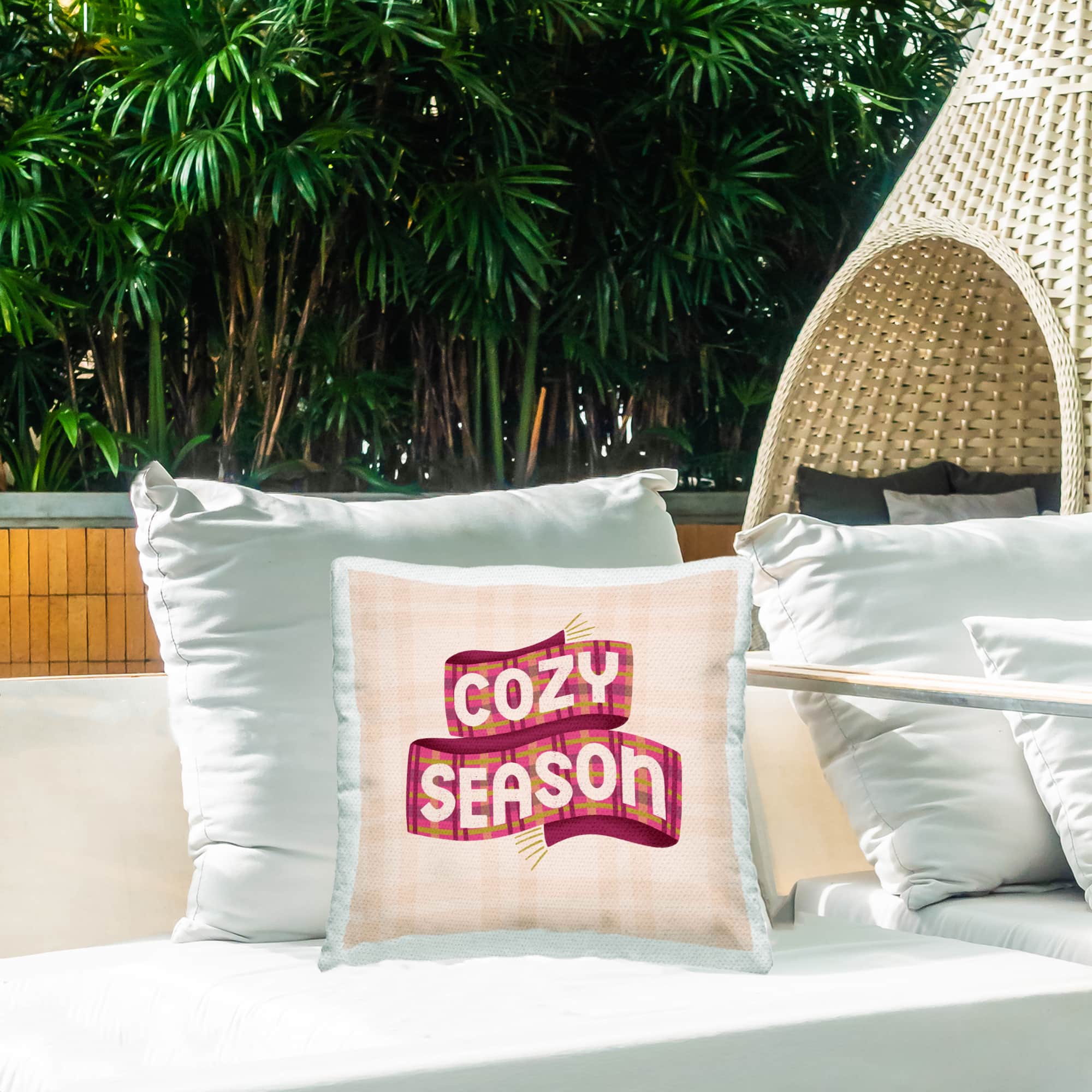 Stupell Industries Cozy Season Scarf on Plaid Outdoor Printed Pillow