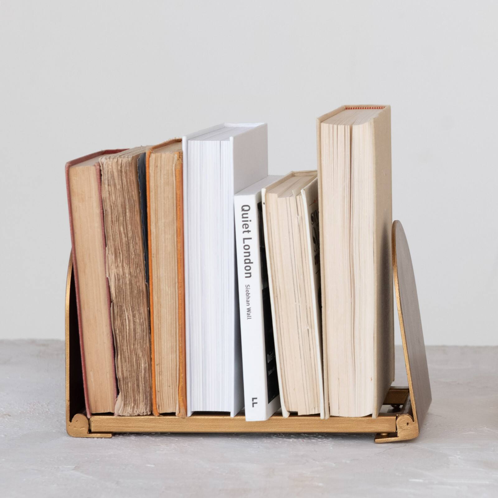 Hello Honey® 10" Gold Antique Finish Adjustable Metal Book Rack
