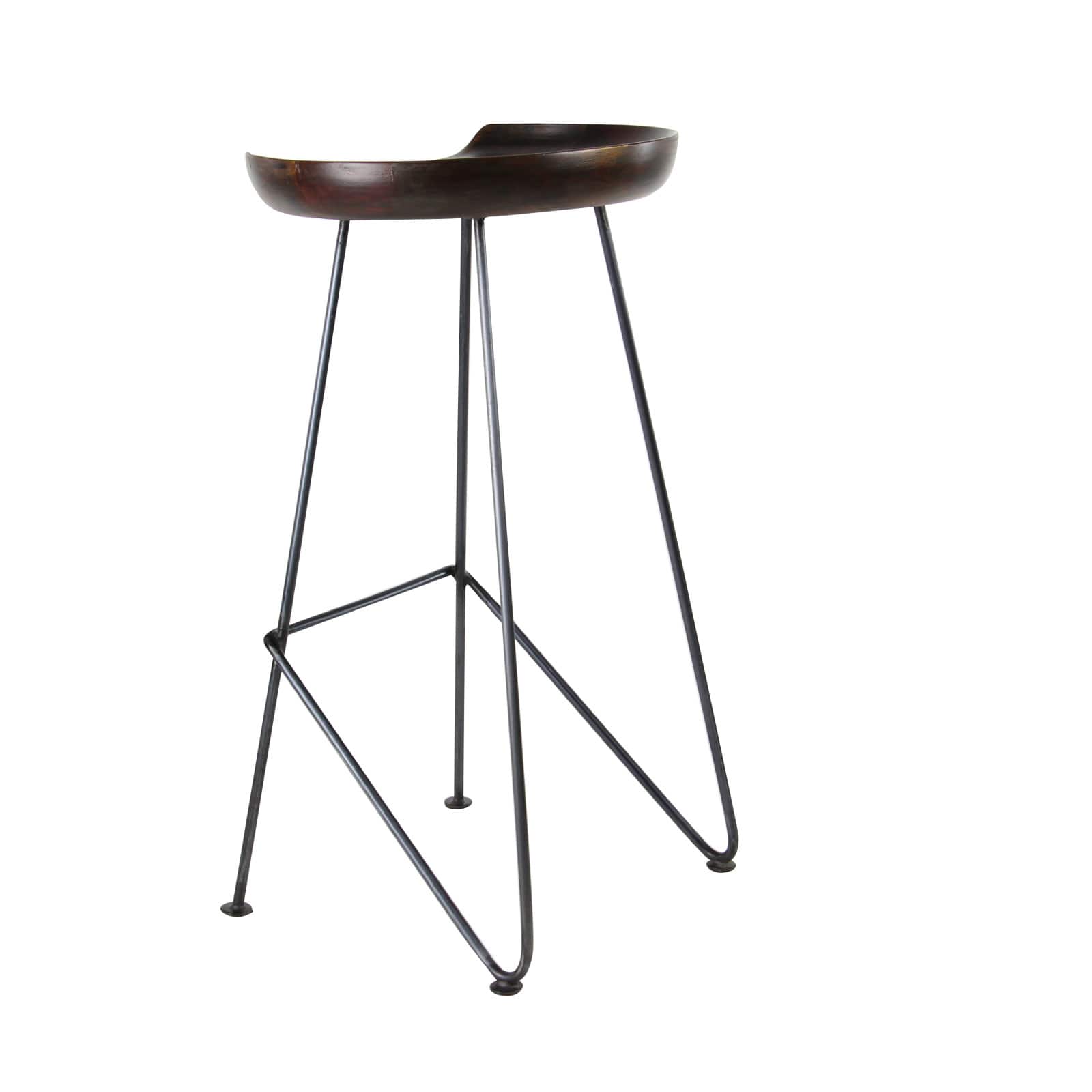 Brown Iron & Wood Rustic Stool
