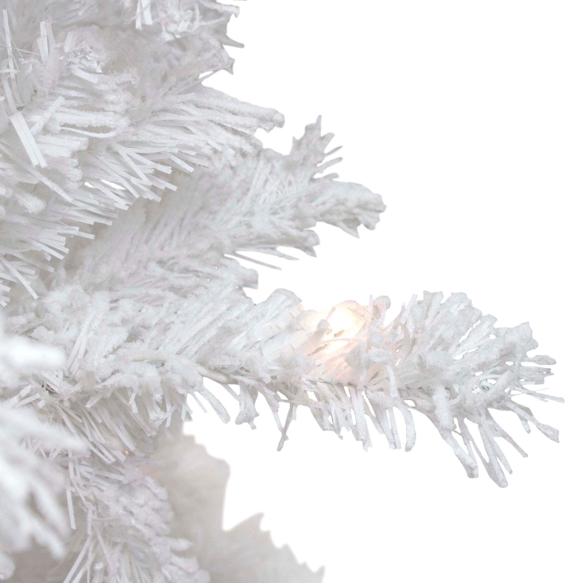6.5ft. Pre-Lit Flocked White Spruce Artificial Christmas Tree, Clear Lights