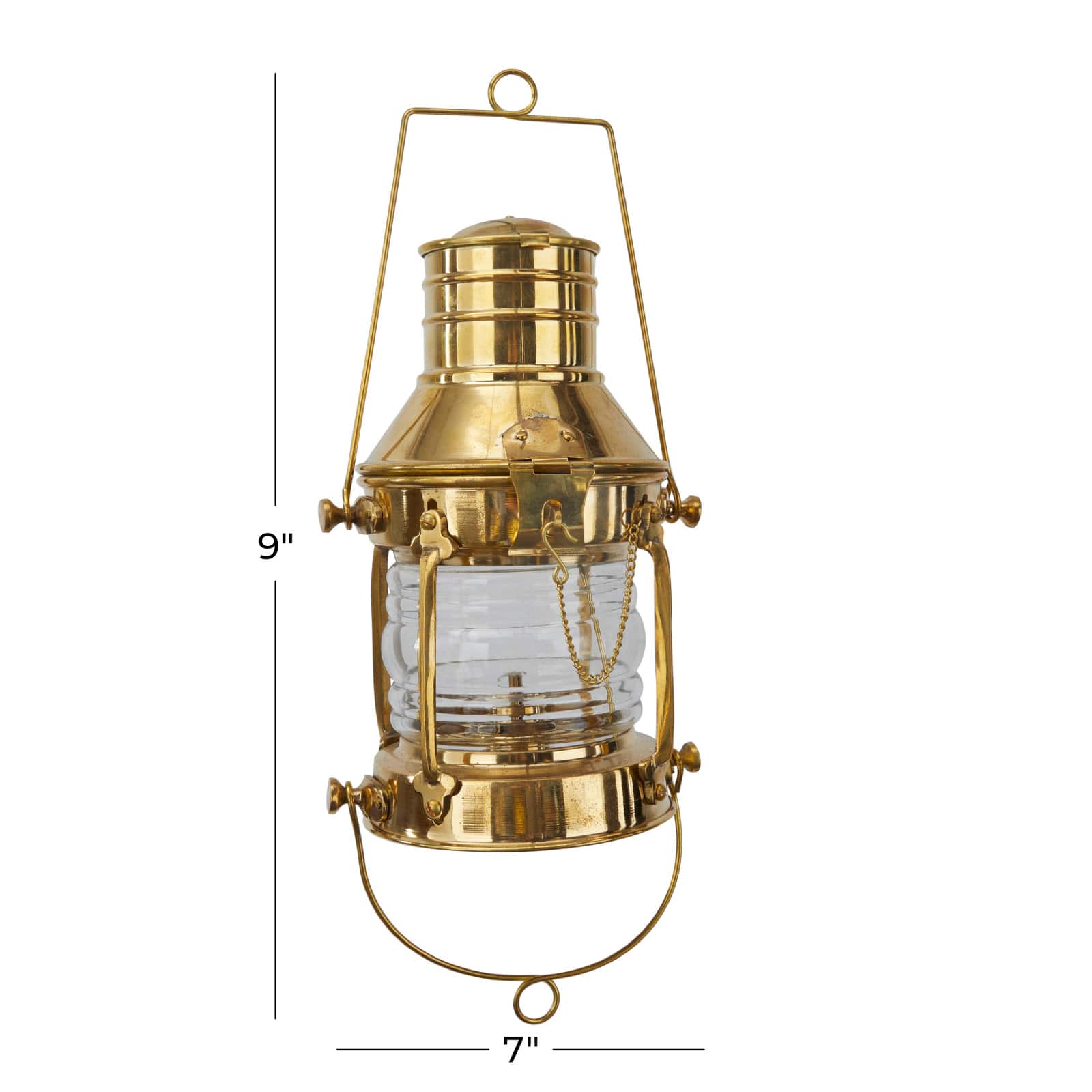 9" Gold Brass Candle Lantern