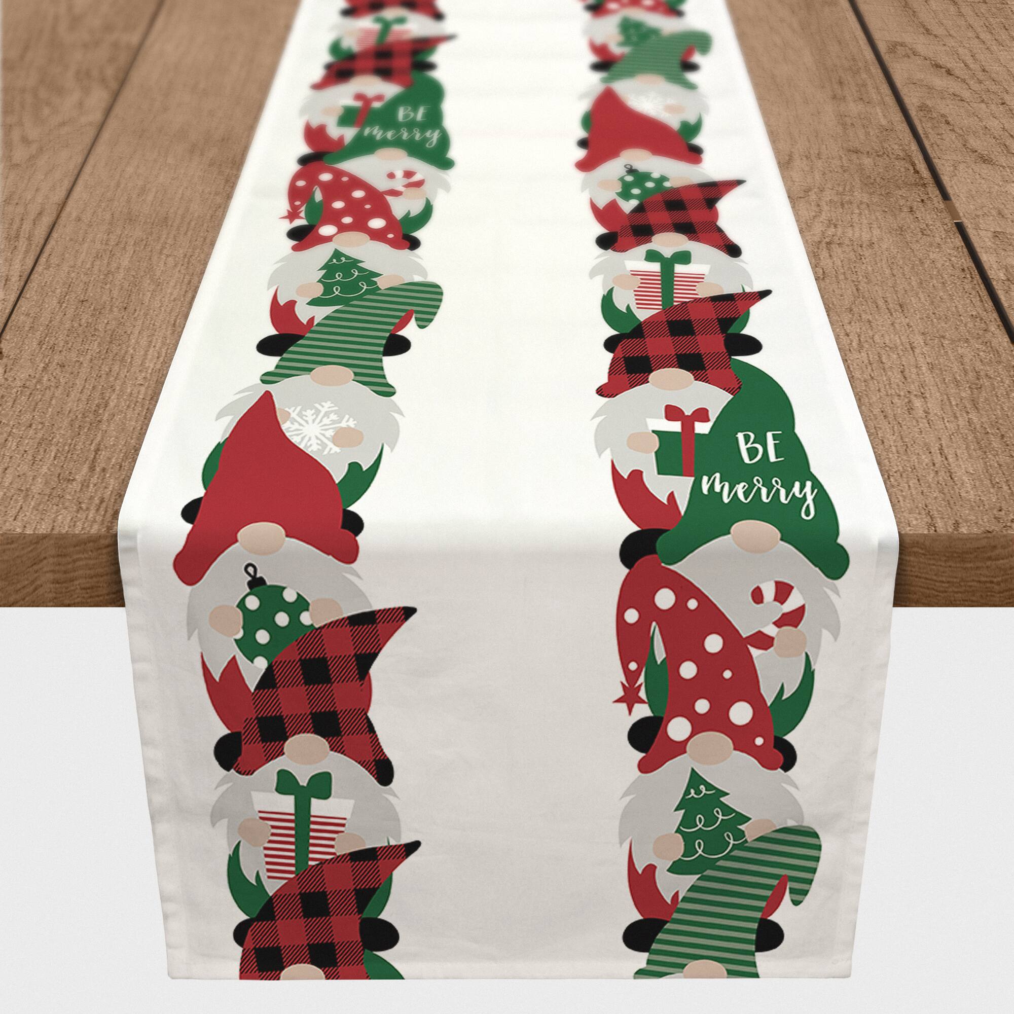 90'' Gnome Pattern Cotton Twill Runner