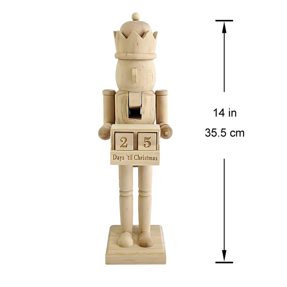 14" King DIY Pinewood Nutcracker with Countdown by Make Market®