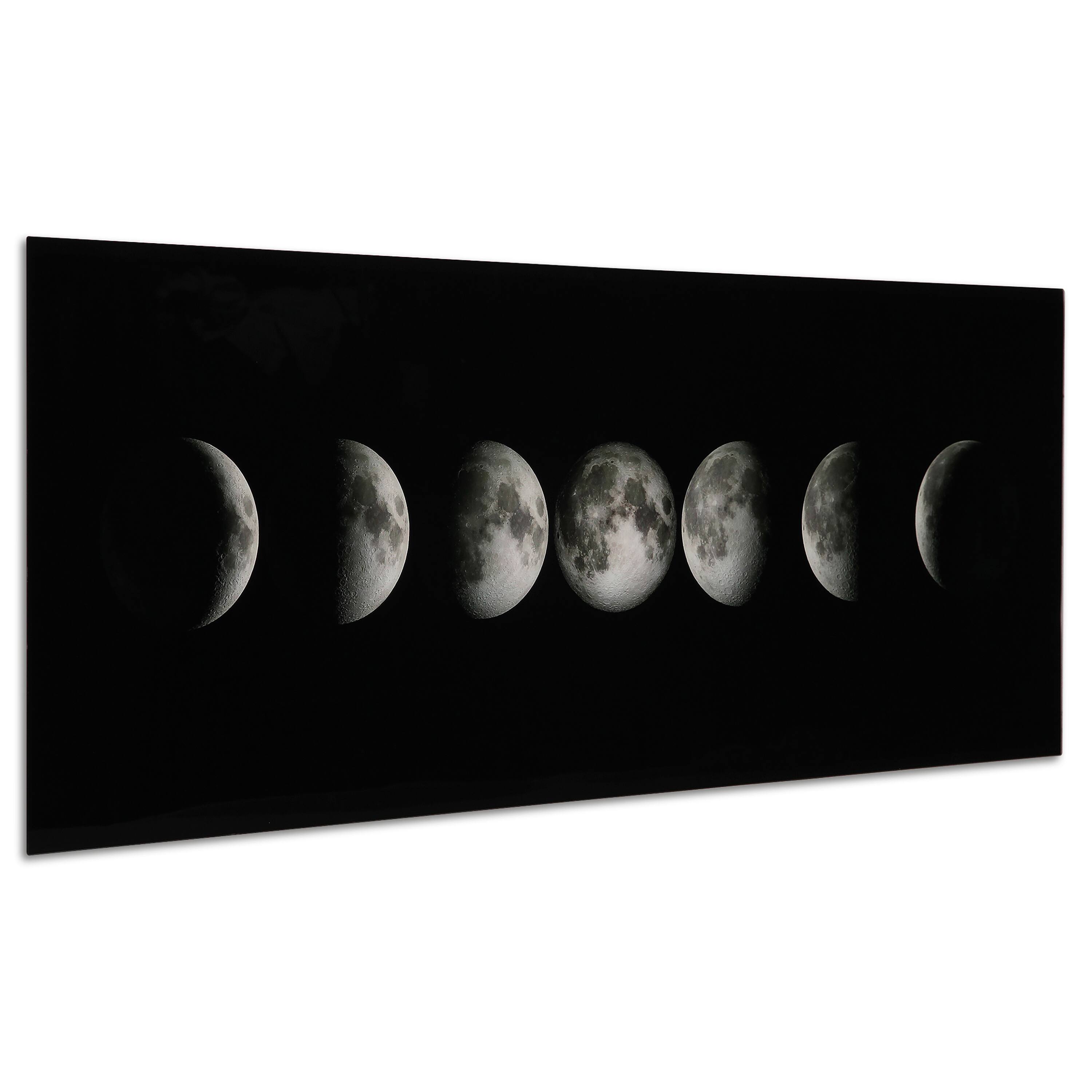 Empire Art Direct Vetro De Arte 63" x 24" Moon Frameless Free Floating Reverse Printed Tempered Glass Wall Art