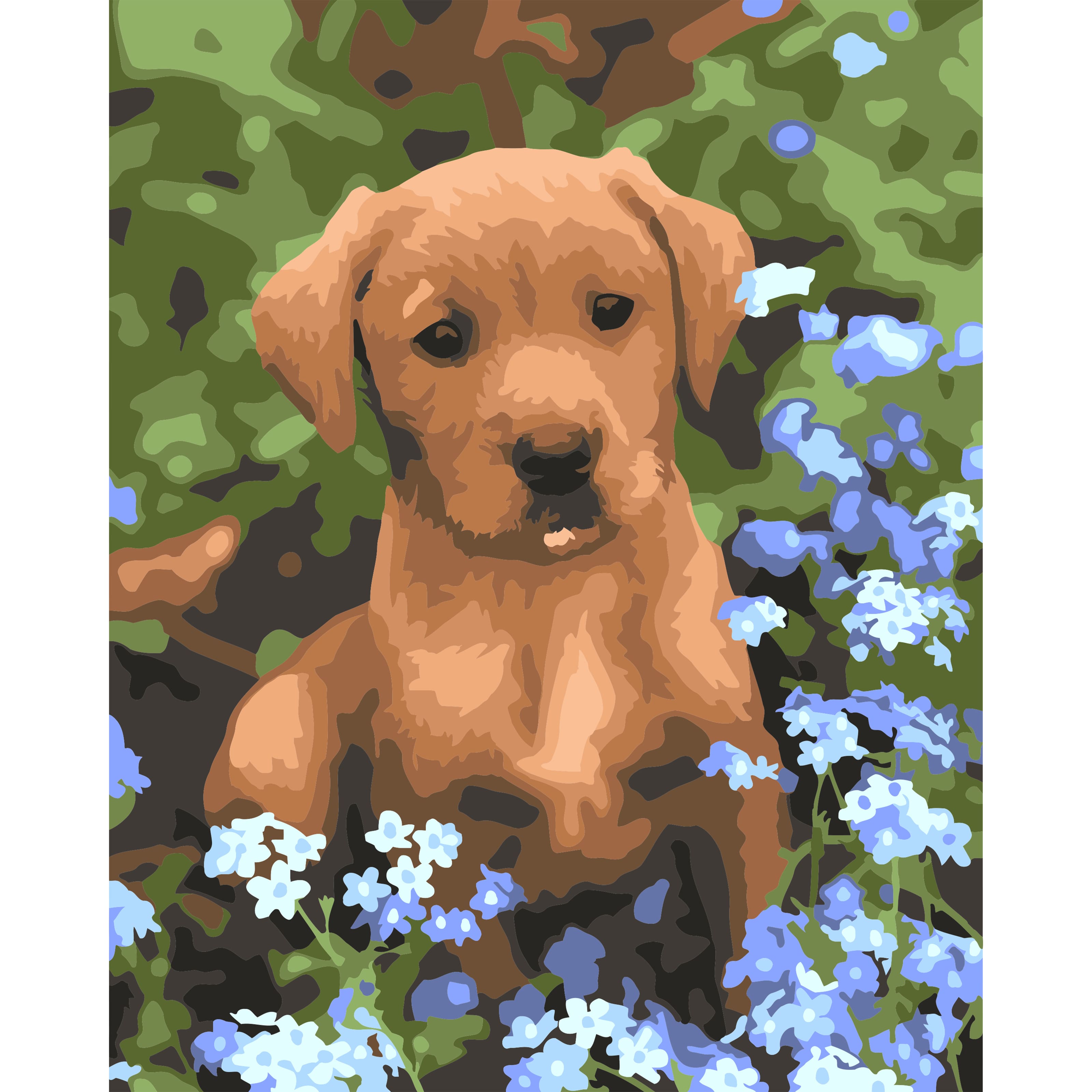 8" x 10" Puppy in Flowers Paint-by-Number Kit with Wood Display Hanger by Artist's Loft®