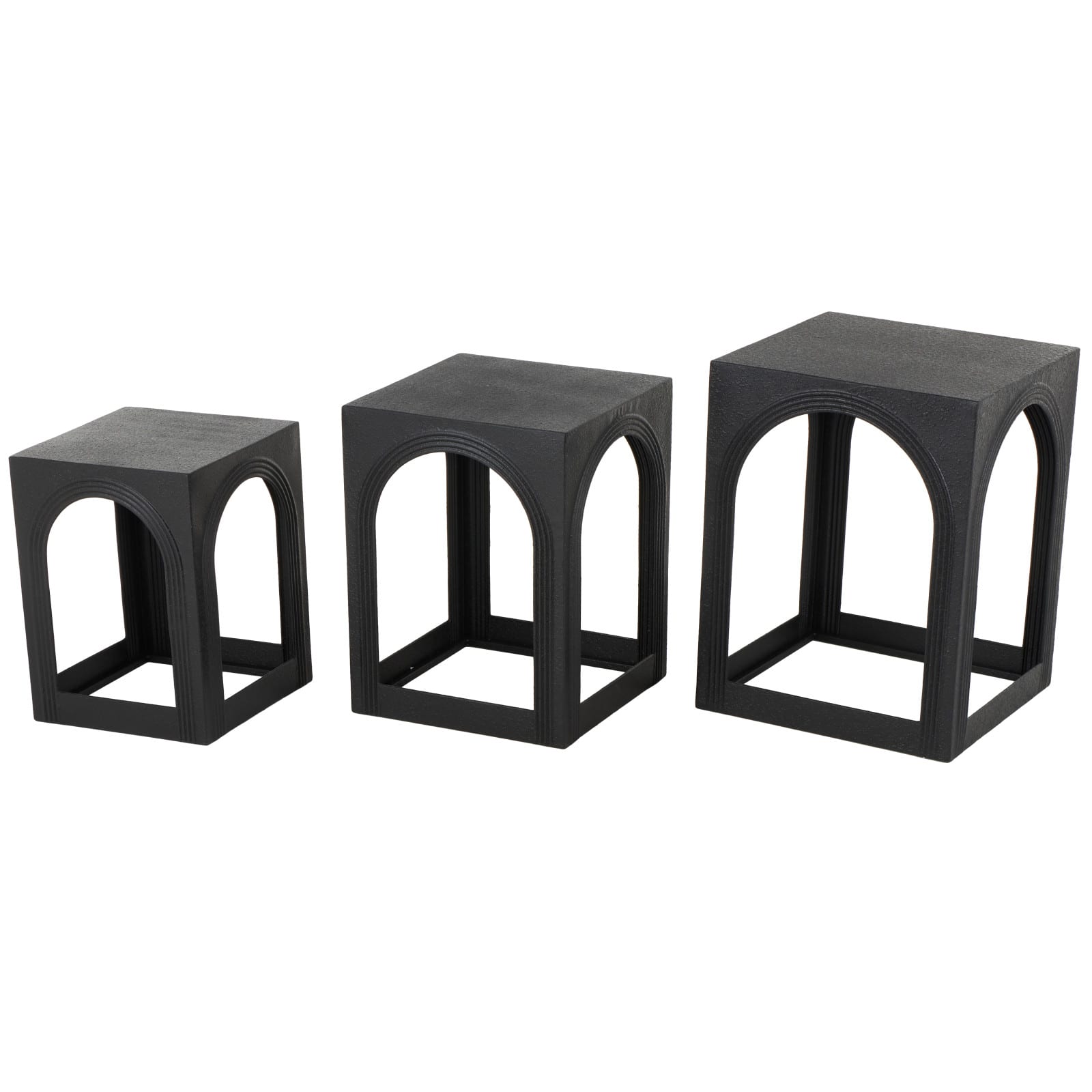 Metal Nested Accent Table with Small Arched Cutouts Set