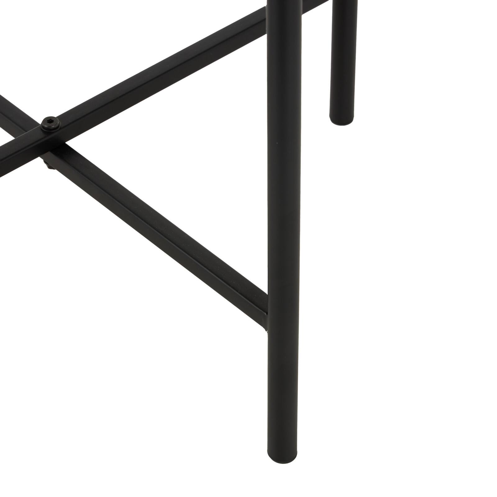 19.75" Beige Marble Accent Table with Black Metal Support