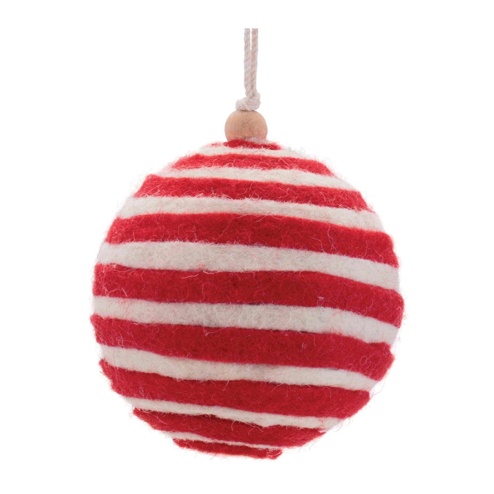Melrose Red & White Glitter Ball Ornaments Set
