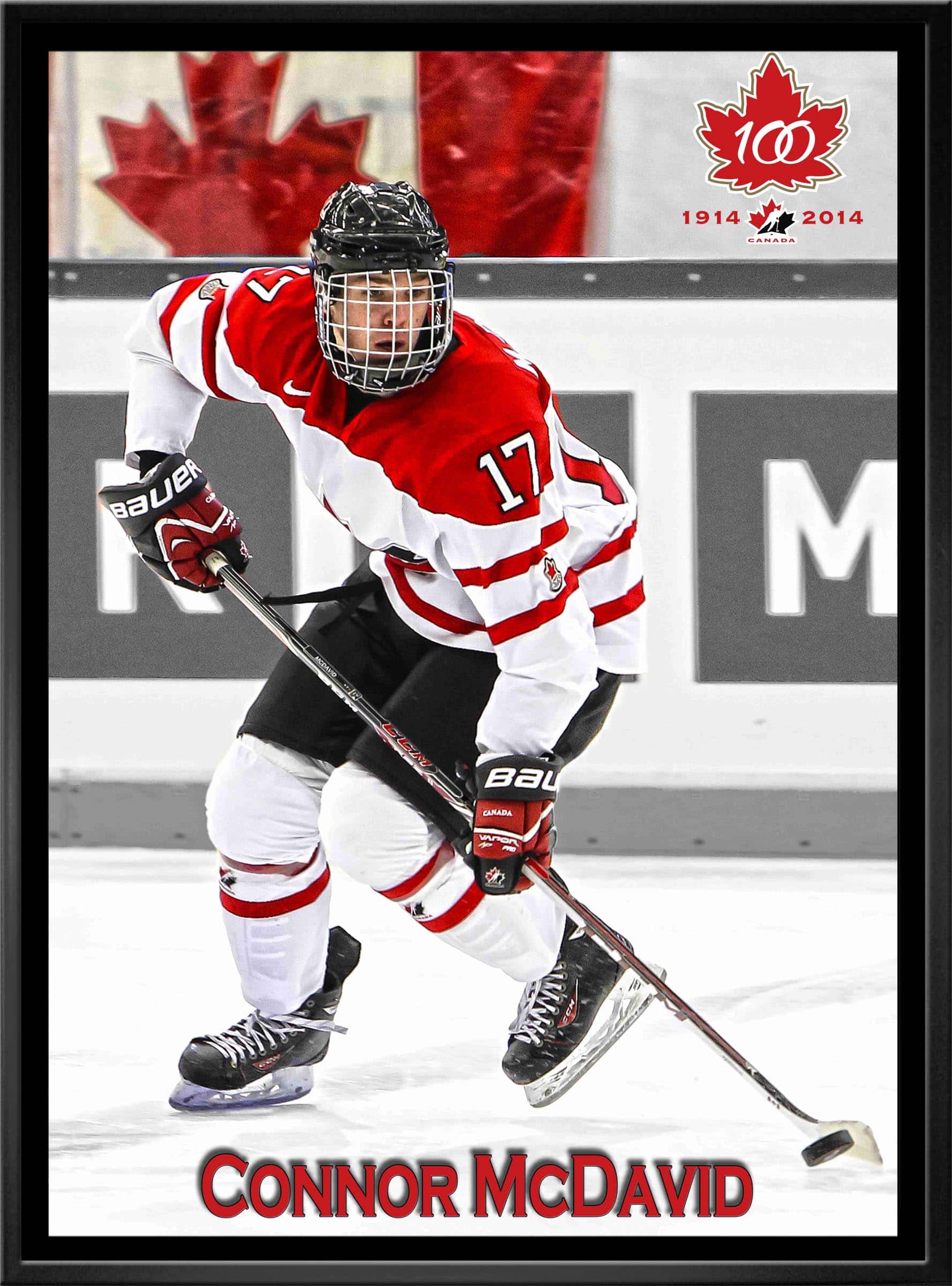 Connor McDavid Team Canada Framed 20" x 29" Skating Canvas Framed 22.5" x 31.5"