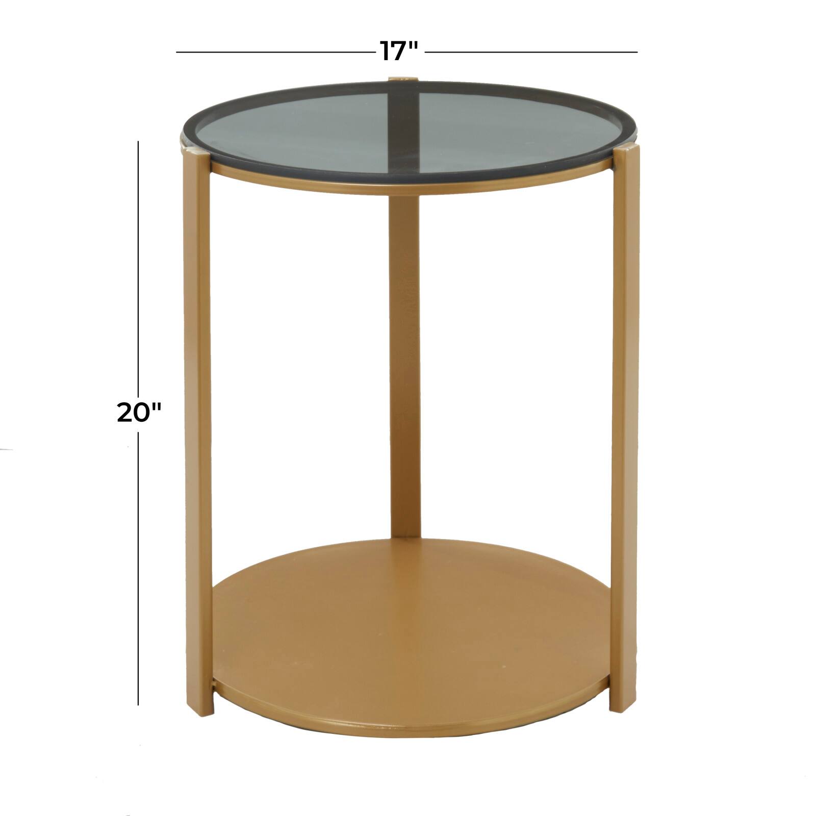 Bronze Metal Contemporary Accent Table, 20" x 17" x 17"