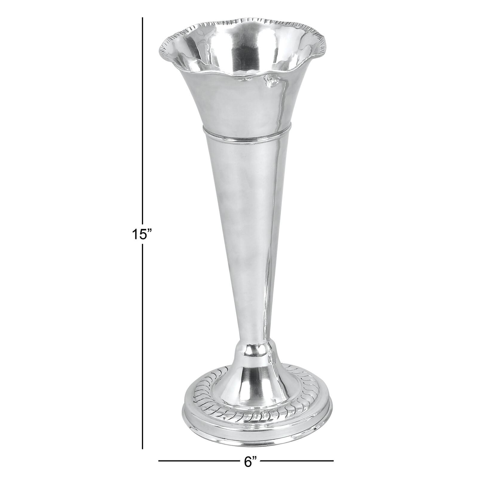 15" Silver Aluminum Traditional Vase