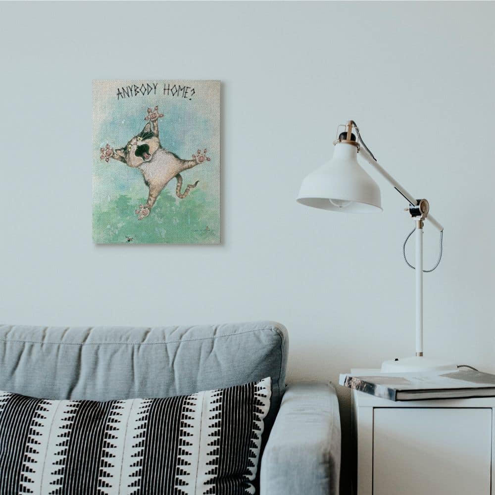 Stupell Industries Anybody Home Funny Cat Cartoon Pet Design Canvas Wall Art