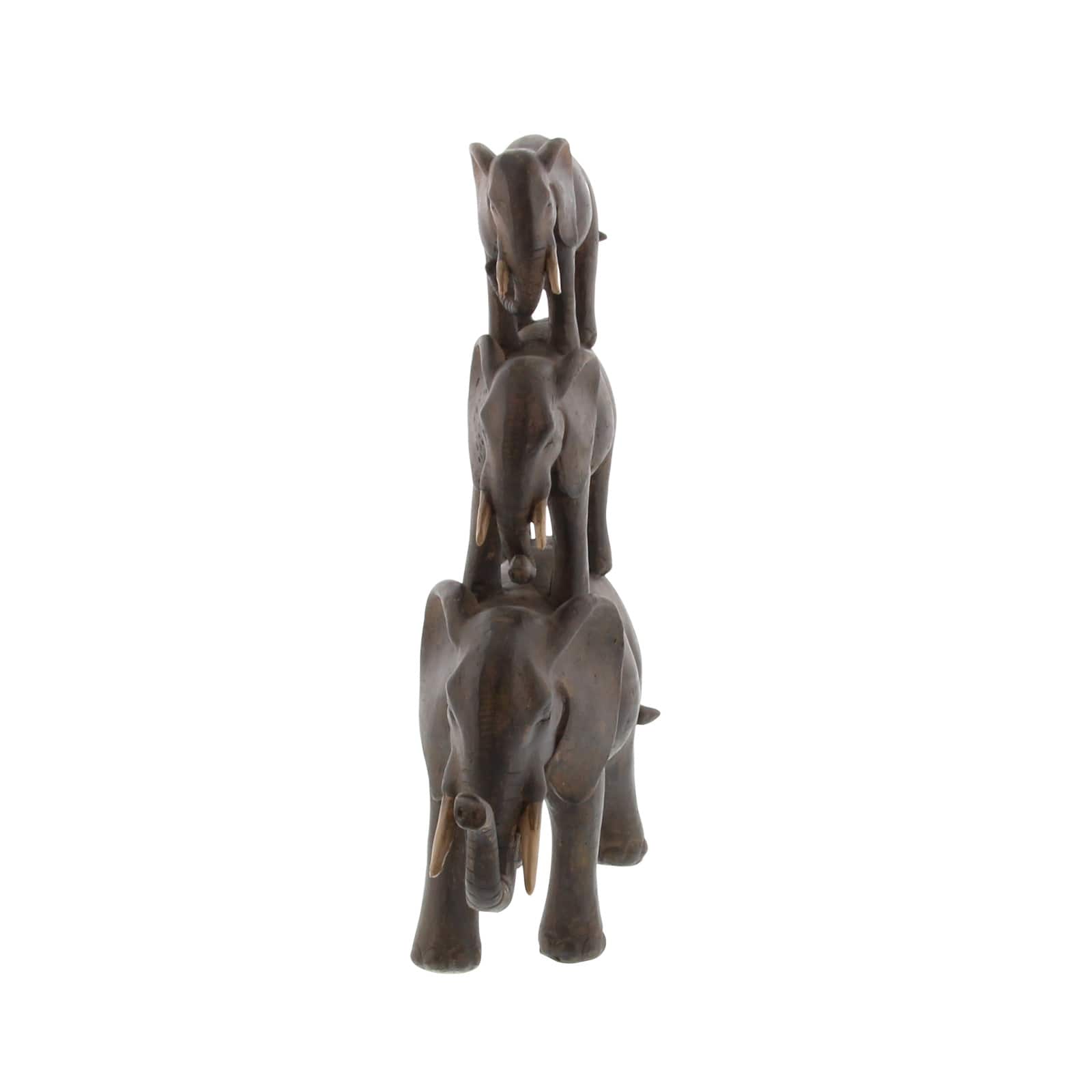 14" Brown Eclectic Elephant Sculpture