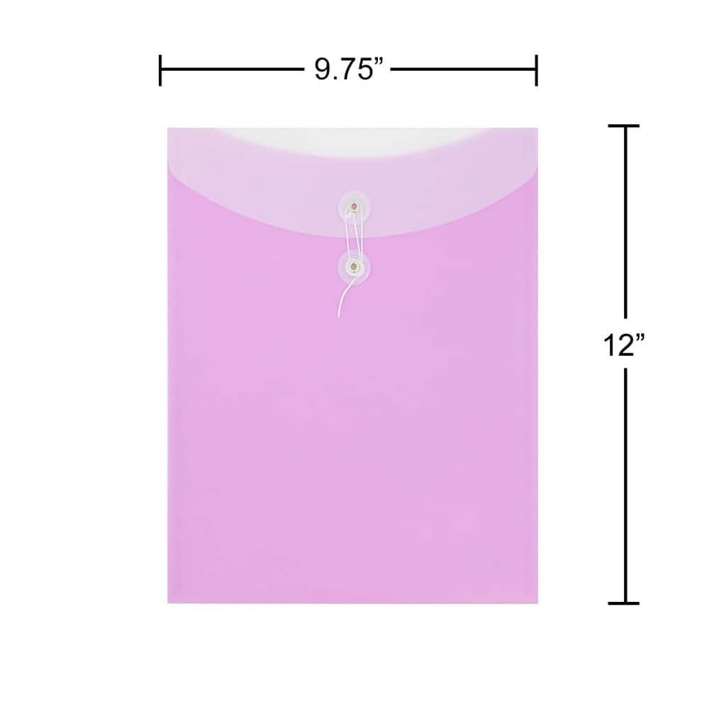 JAM Paper 9.75" x 12" Two-Tone Lilac Purple Plastic Button & String Tie Closure Envelopes, 12ct.