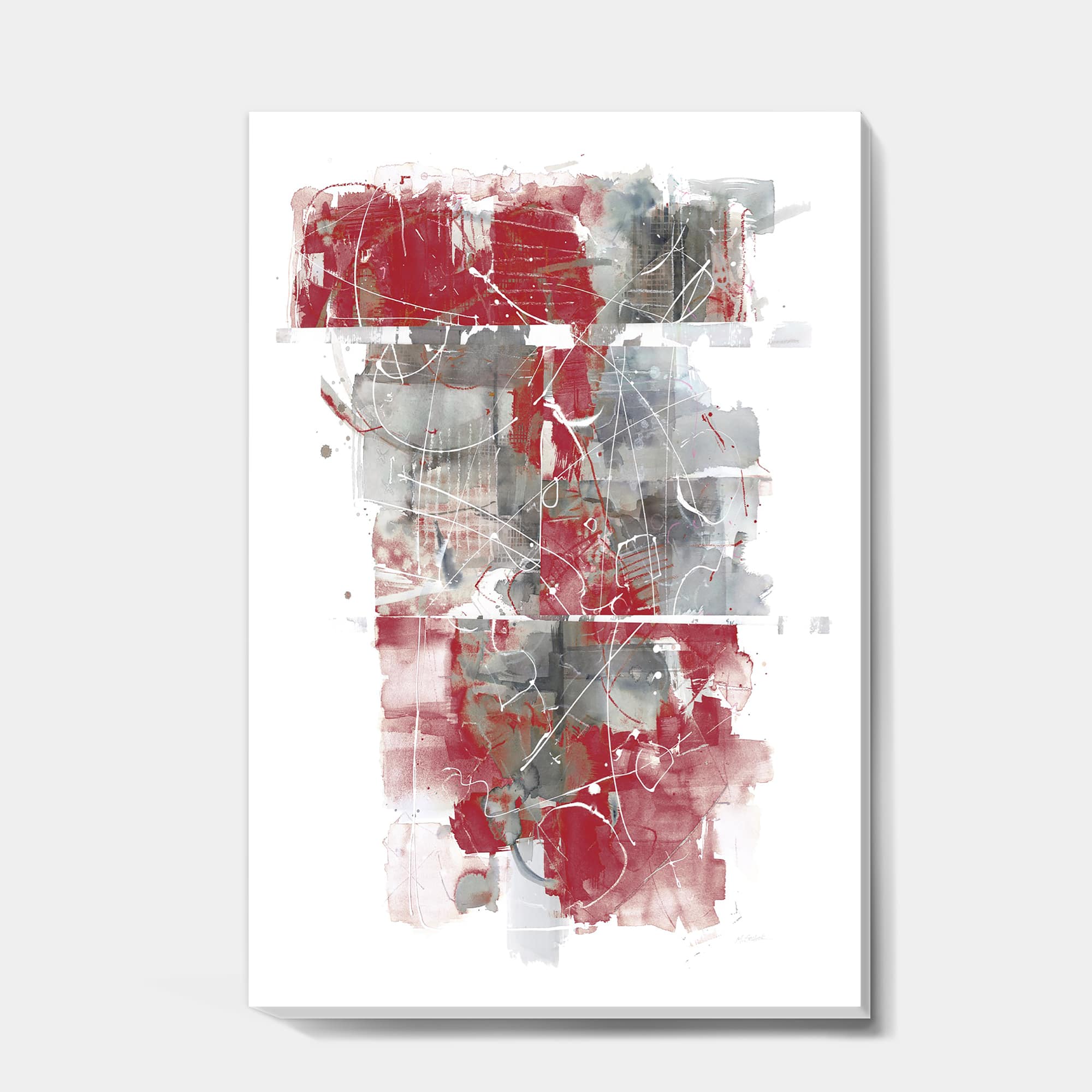 Designart - Moving In and Out of Traffic I Red Grey