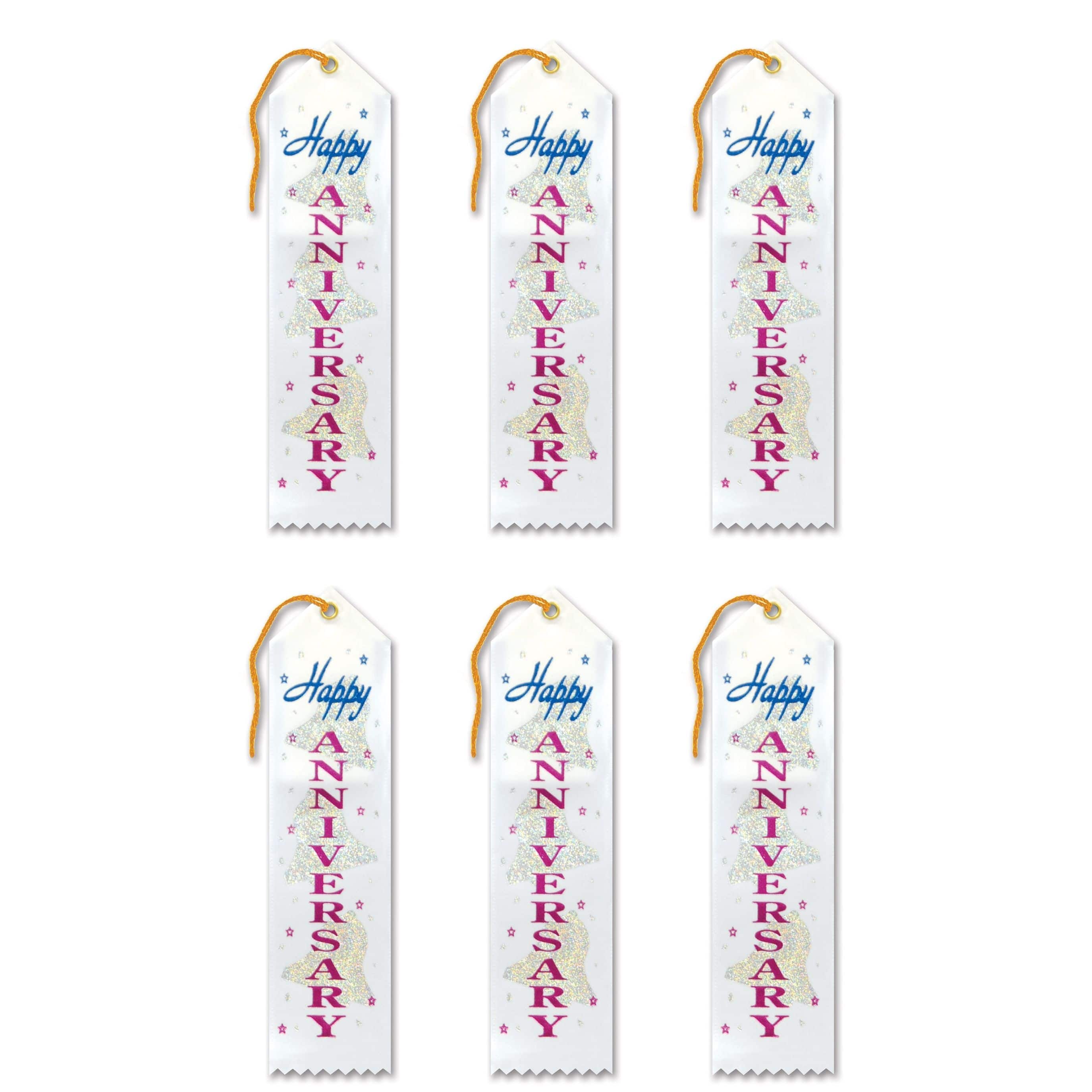 Beistle 2" x 8" Happy Anniversary Award Ribbons, 6ct.