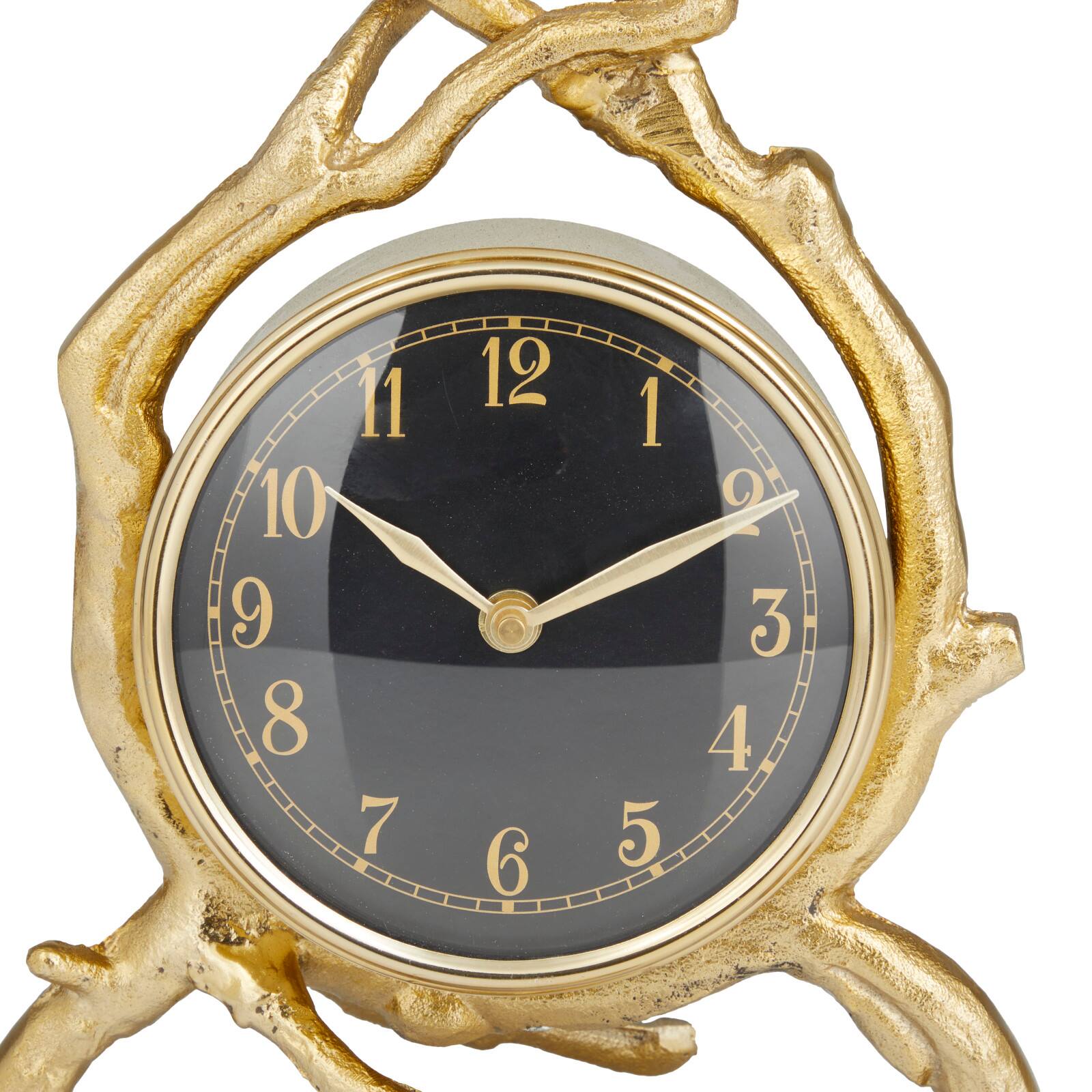 Gold Contemporary Abstract Clock, 8" x 4" x 13"
