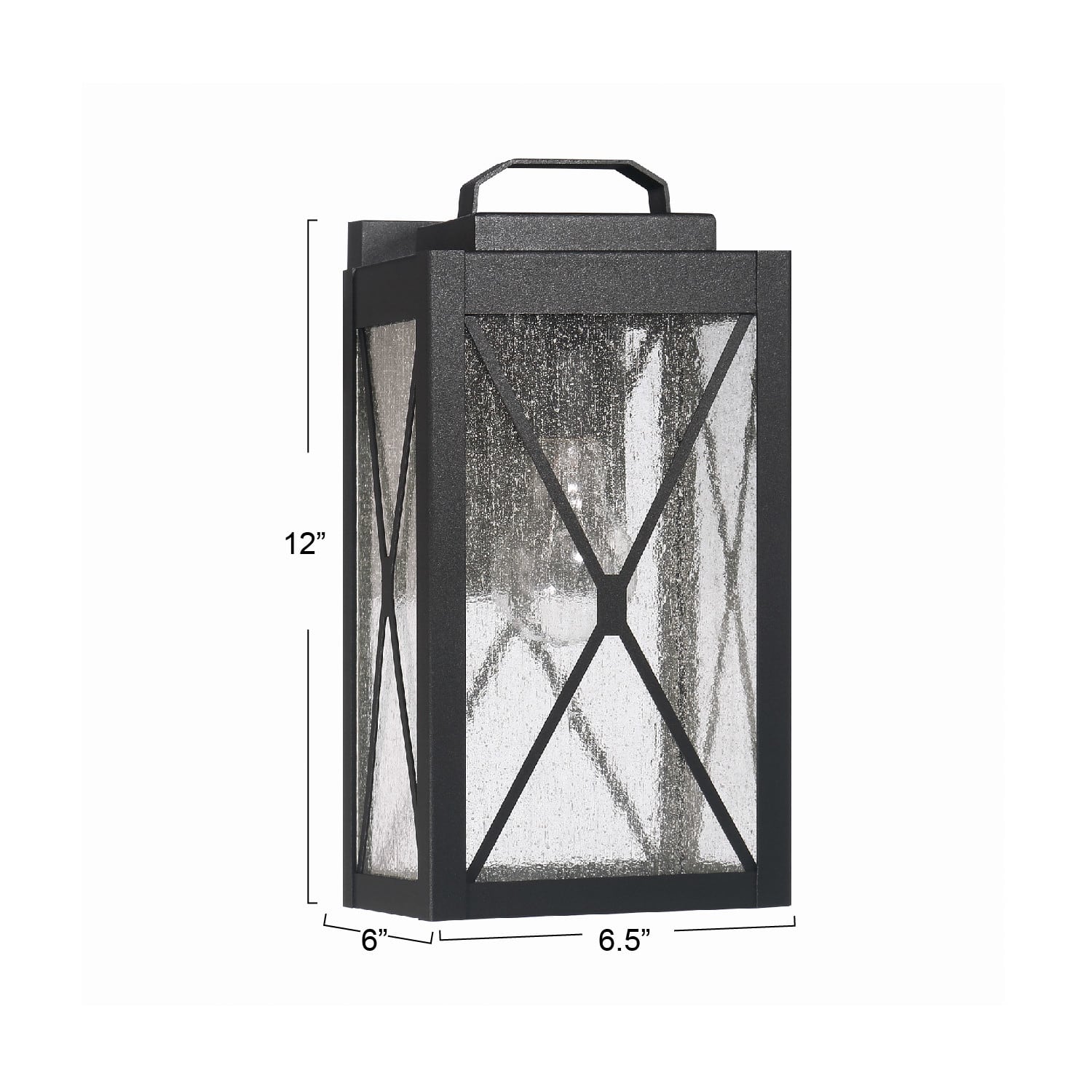 Hello Honey® Charleston Matte Black Farmhouse Rectangular Metal & Glass Wall Mounted Outdoor Light