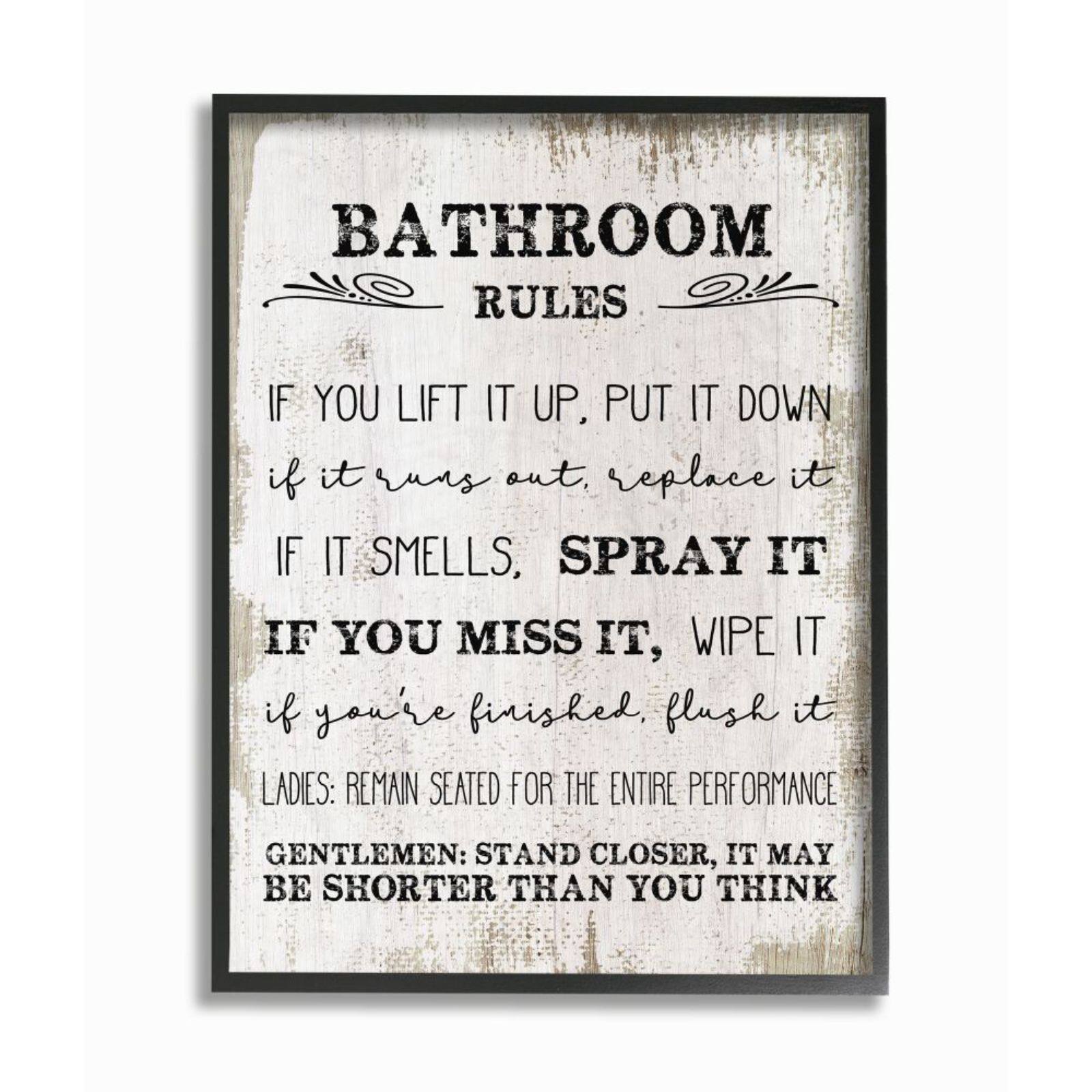 Stupell Industries Bathroom Rules Framed Wall Art