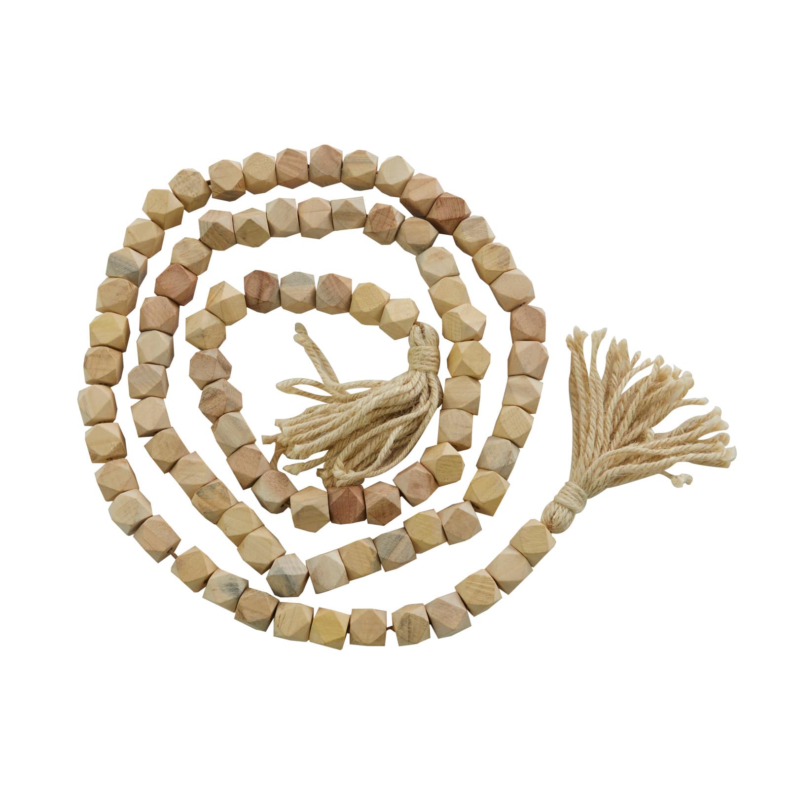 80" Bohemian Mango Wood Beads with Tassels Garland