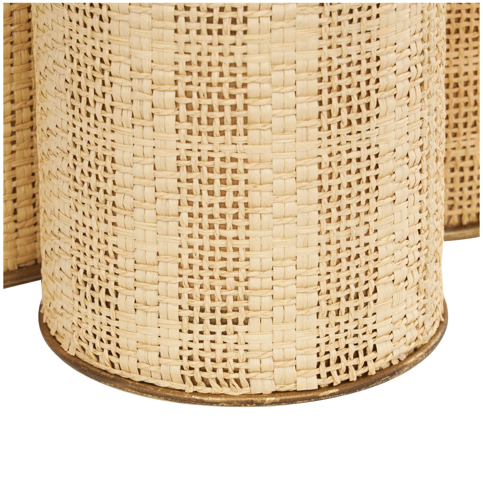 Beige & Gold Woven Paper Decorative Jar Set