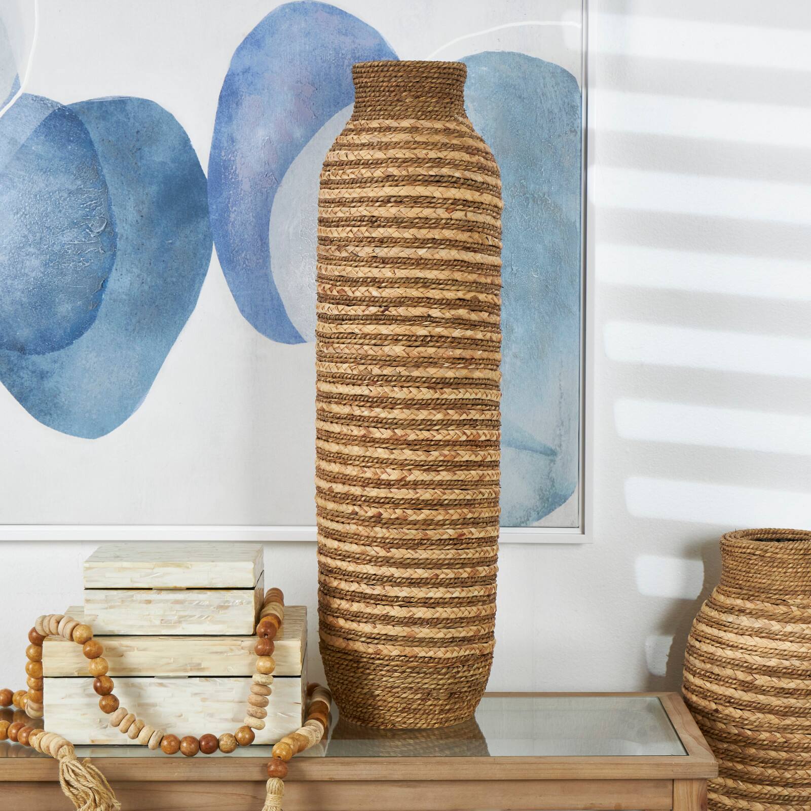 32" Brown Seagrass Handmade Vase