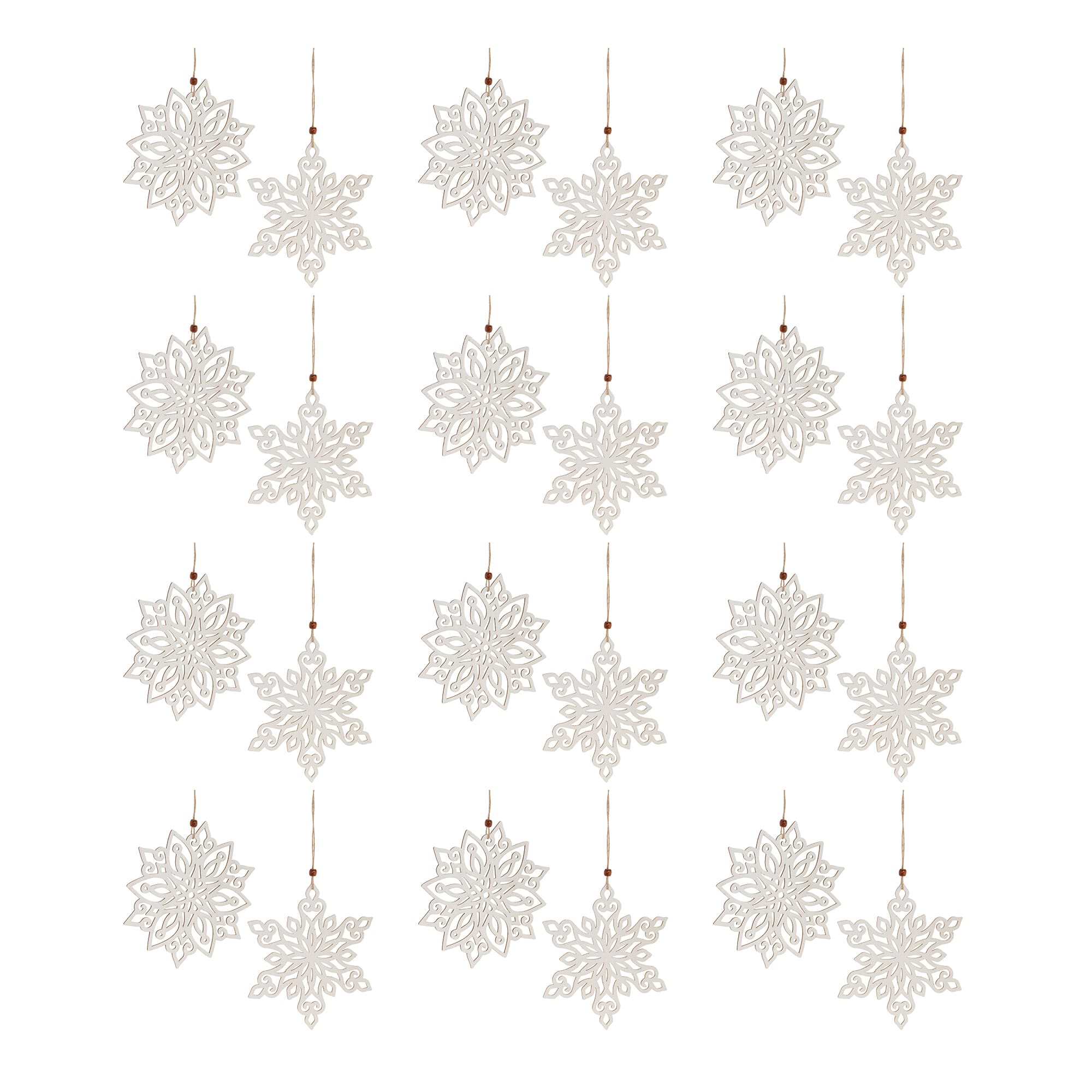 Wood Cut-Out Snowflake Ornament Set