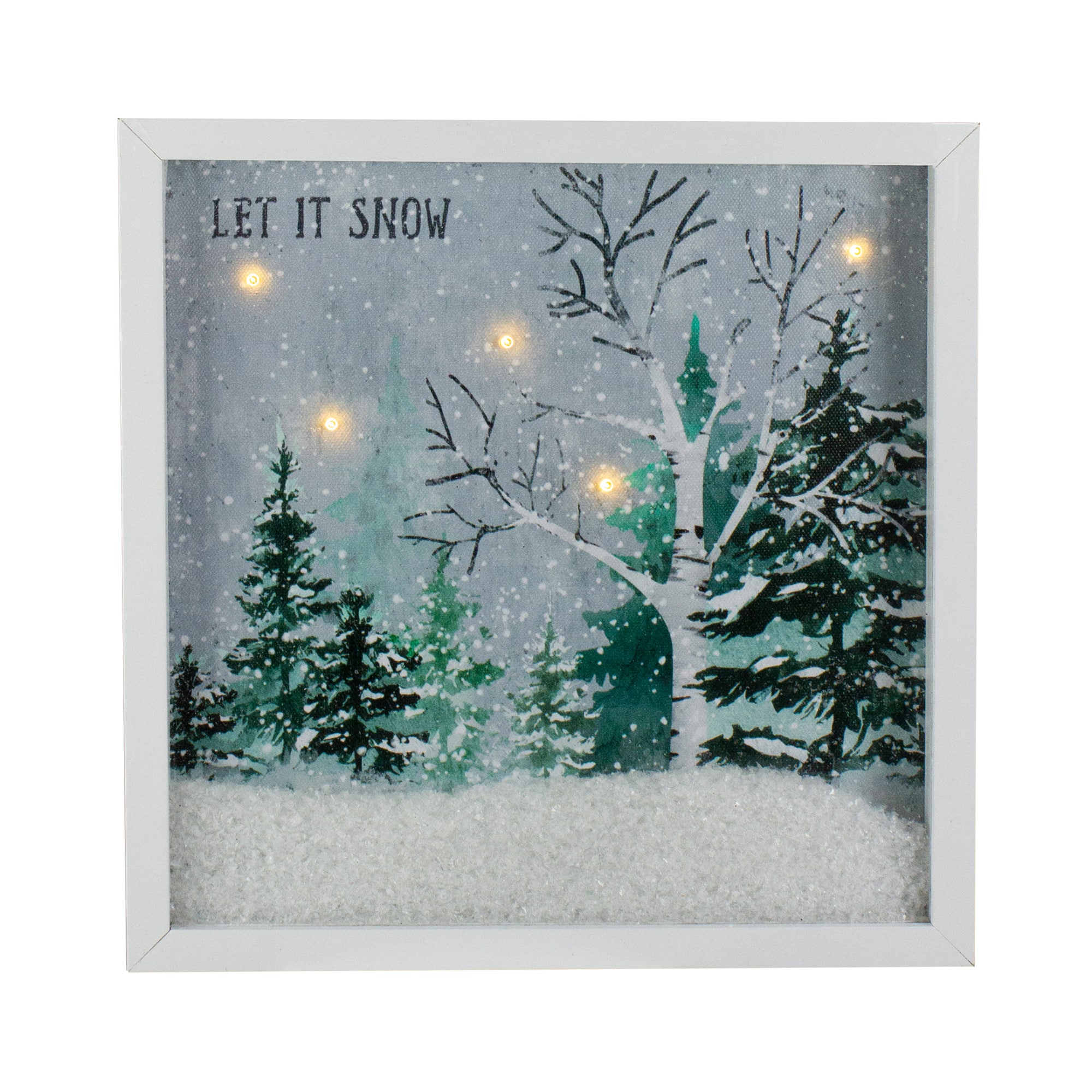 10" LED Lighted Let it Snow Winter Forest Christmas Wall Art By Northlight in White | 10" x 10" | Michaels®
