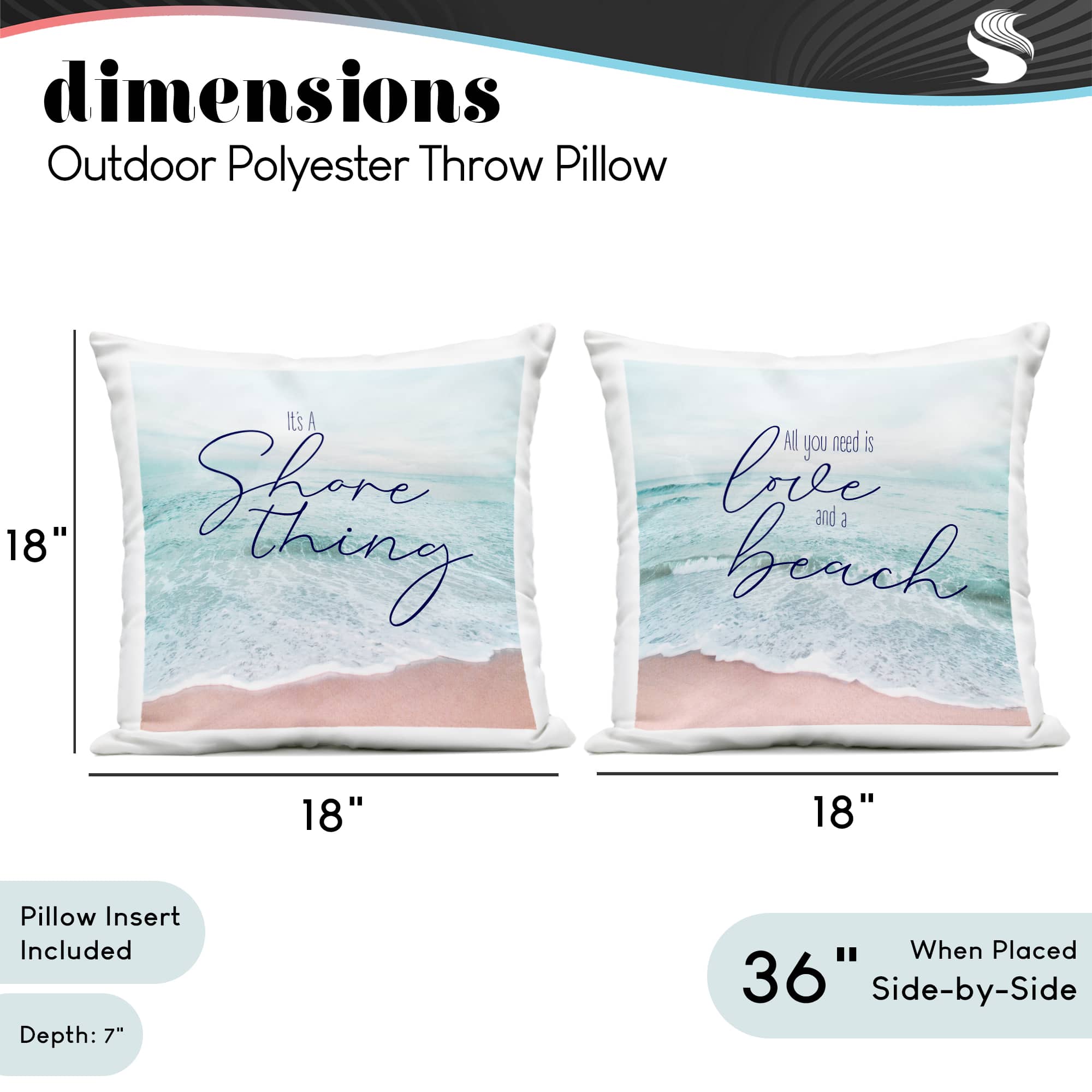 Stupell Industries 18" x 18" Love and a Beach Coastal Phrases Printed Outdoor Throw Pillow Set