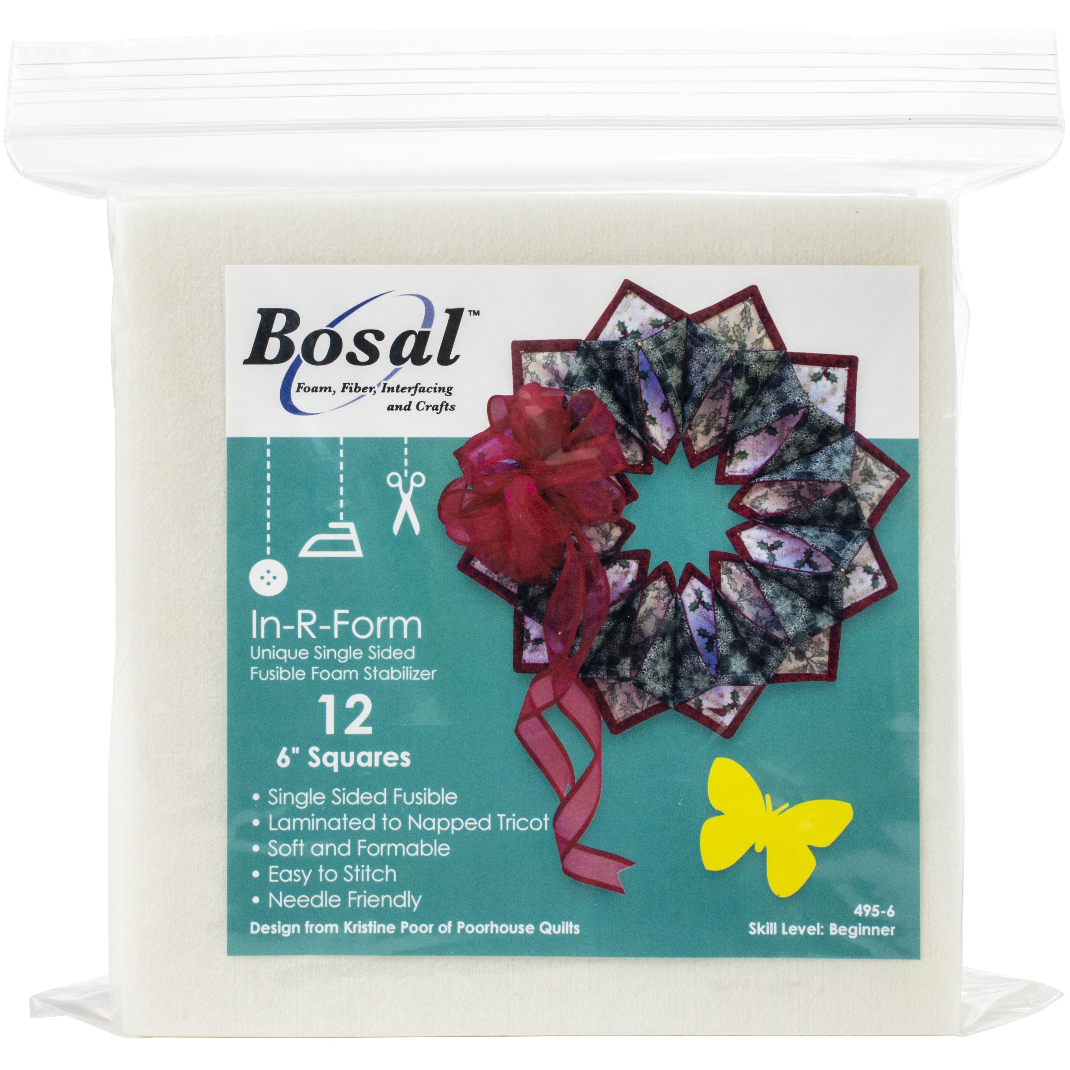 Bosal In-R-Form Single-Sided Fusible Foam Stabilizer, 6" x 6"