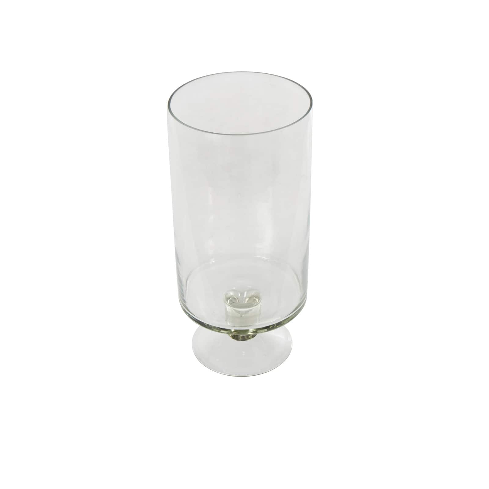 13" Clear Glass Hurricane Candle Holder with Elevated Base