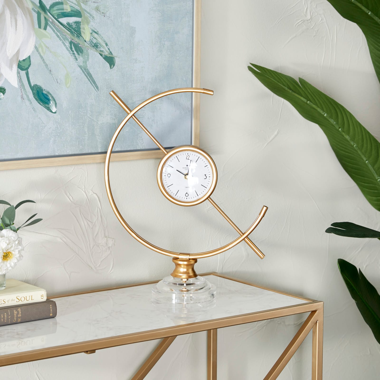Gold Iron Modern Clock, 16" x 13" x 5"