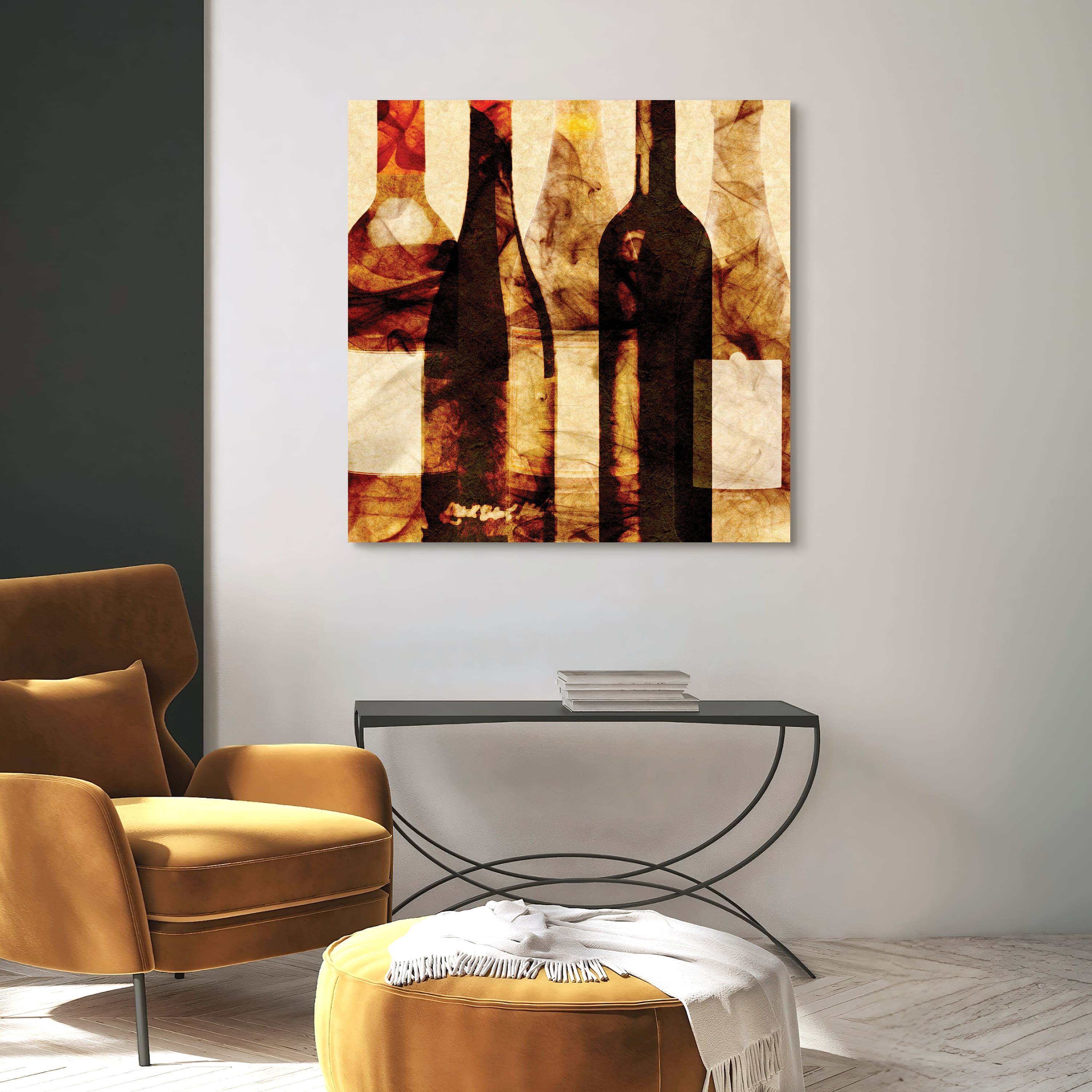 Empire Art Direct 38" x 38" Smokey Wine 3 Frameless Free Floating Tempered Art Glass Wall Art