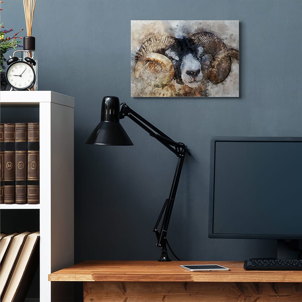 Stupell Industries Big Horned Ram Canvas Wall Art