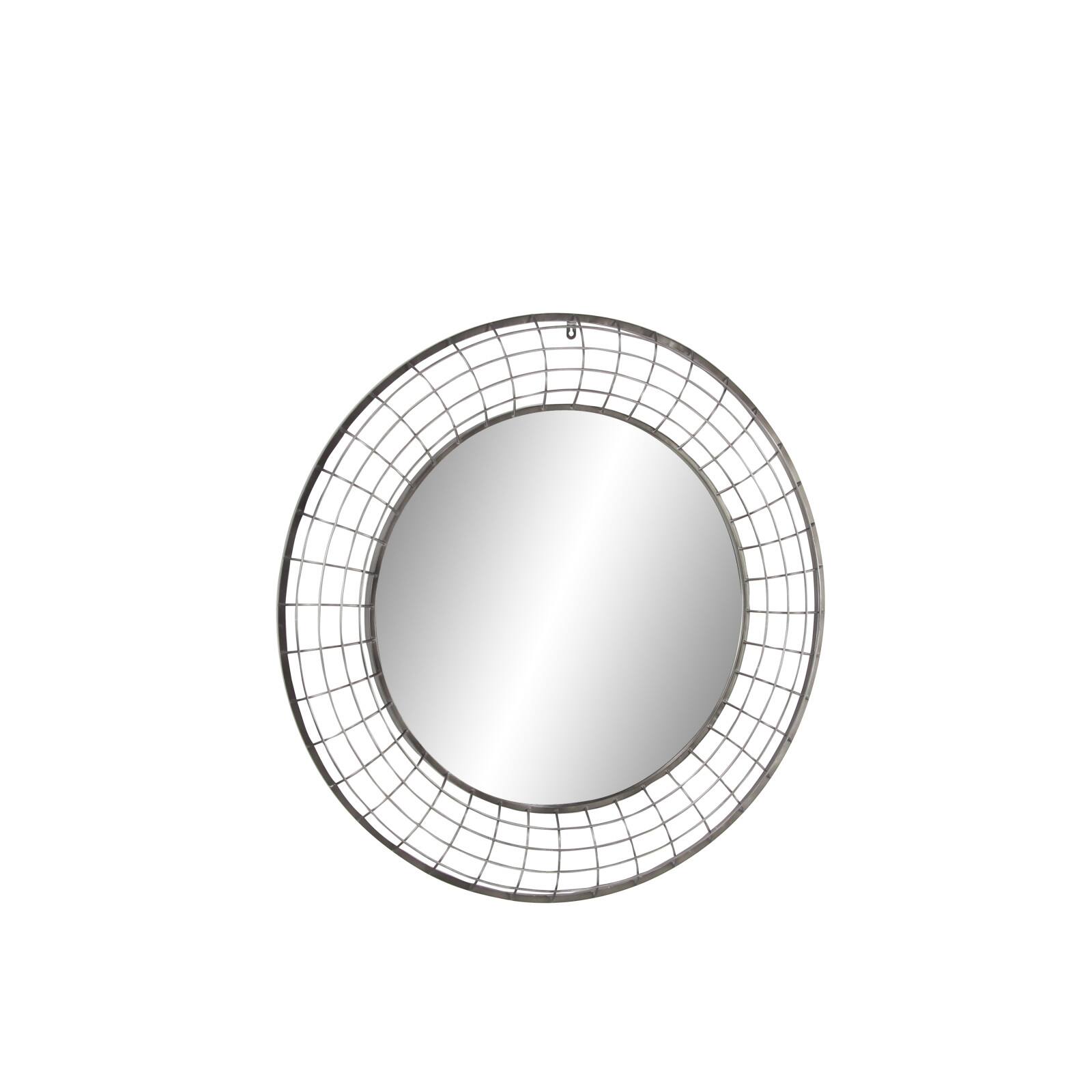 36" Black Industrial Metal Round Wall Mirror