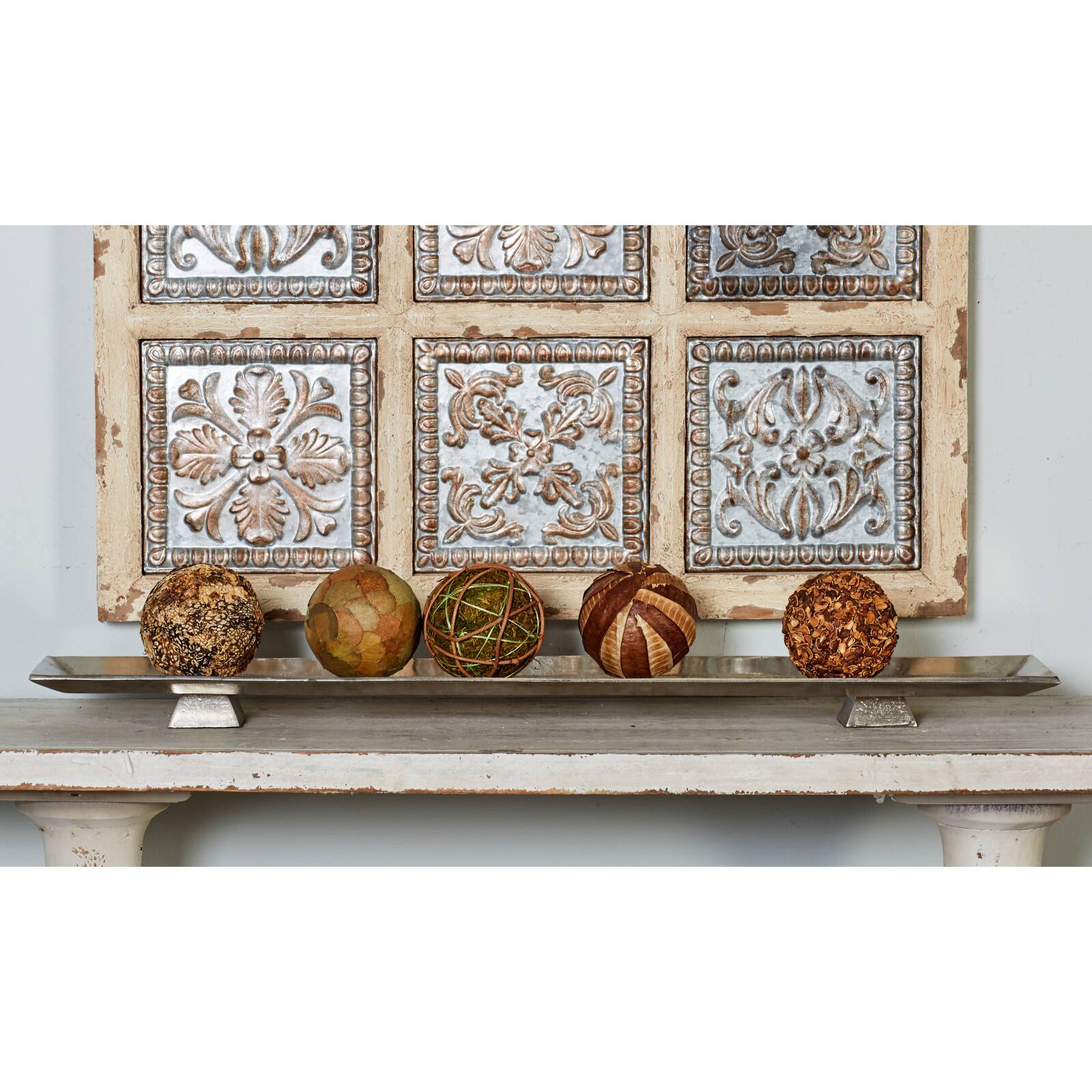 35'' Silver Aluminum Contemporary Tray