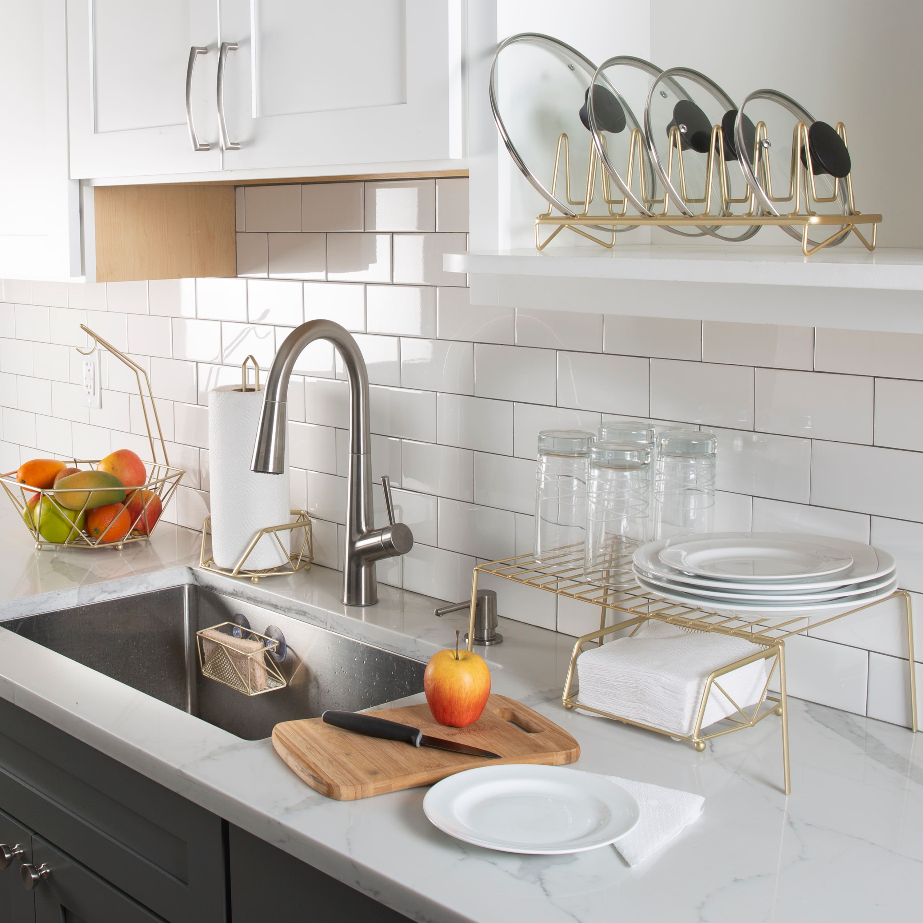 Kitchen Details Satin Gold Medium Helper Shelf