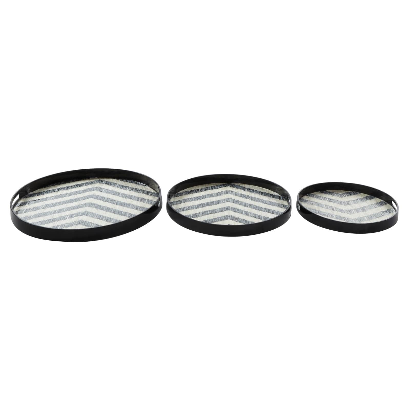 Black Mother of Pearl Modern Tray Set