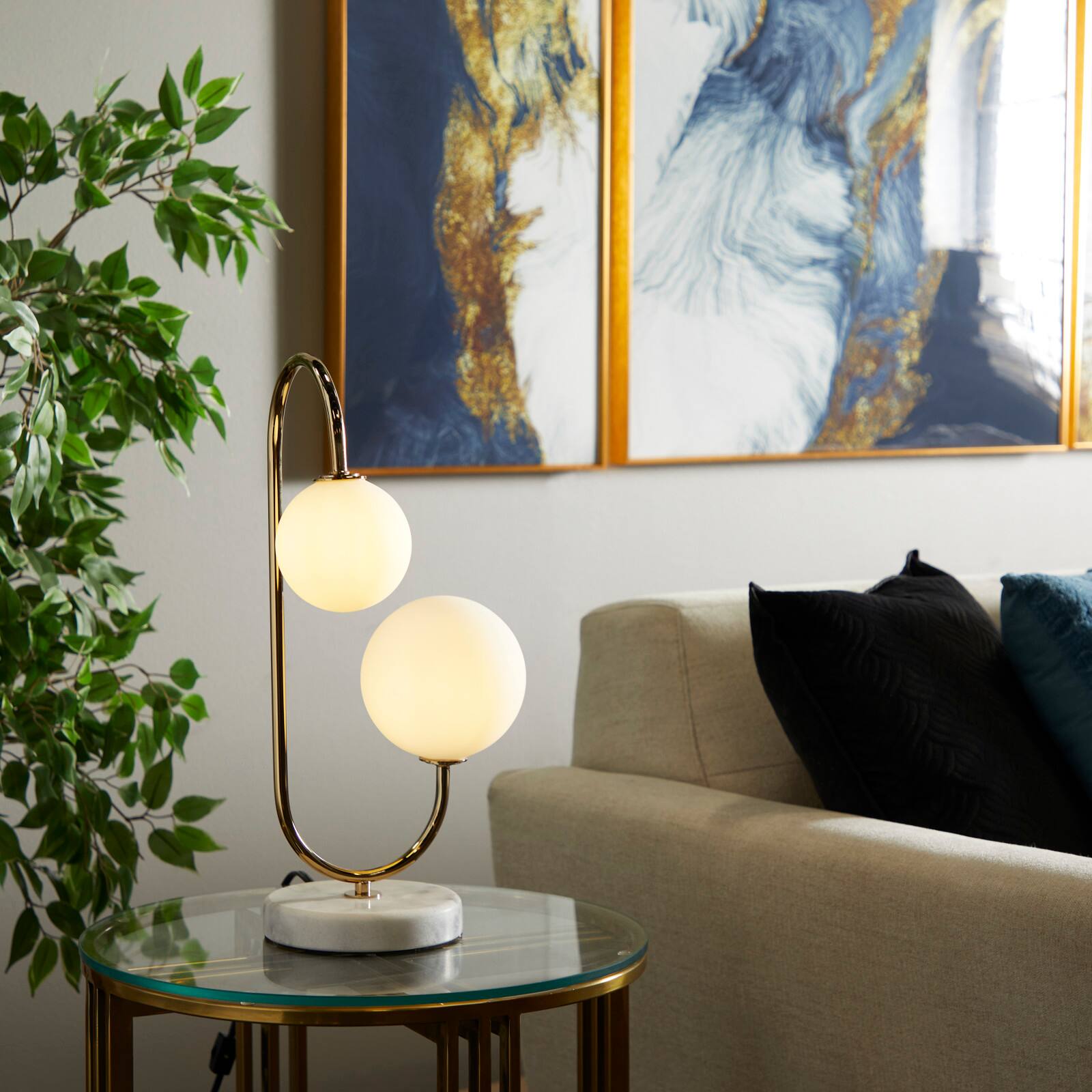 Gold Metal Contemporary Abstract Table Lamp, 10" x 11" x 18"