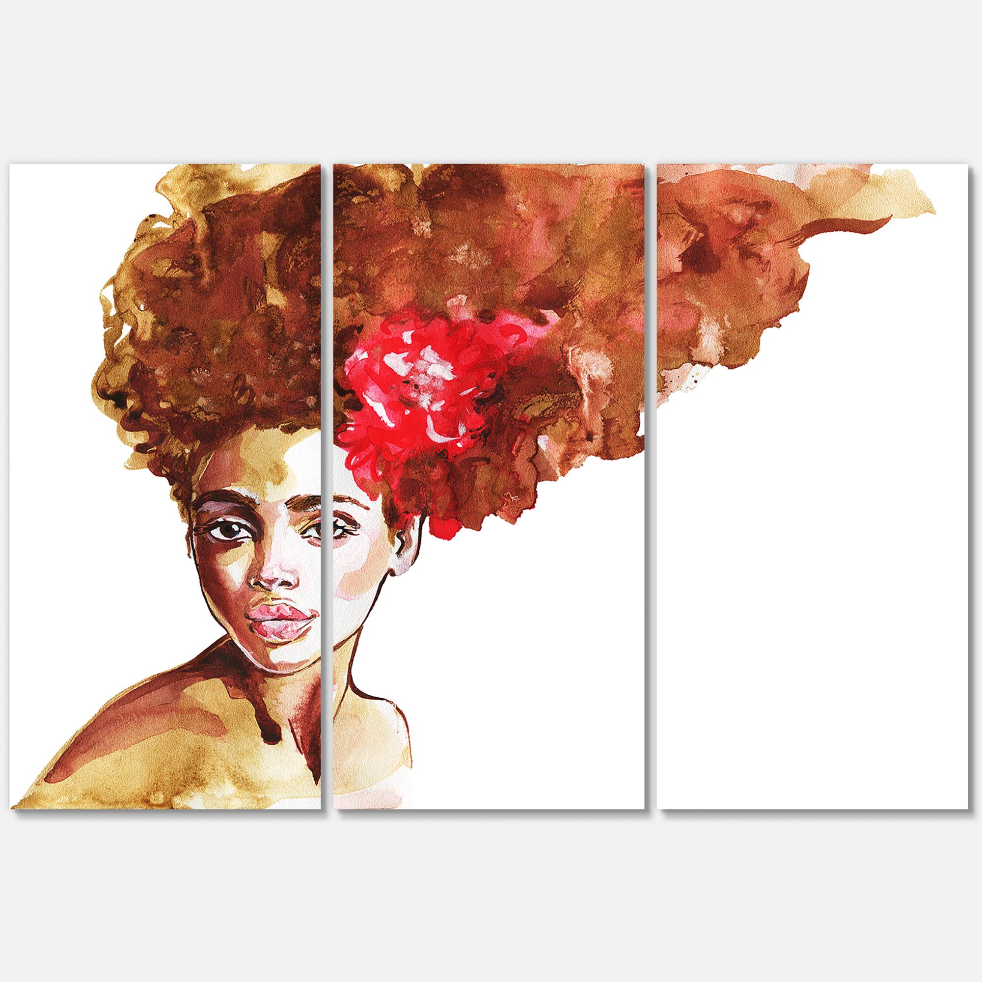 Designart - Portrait of Young African American Woman II - Modern Canvas Wall Art Print