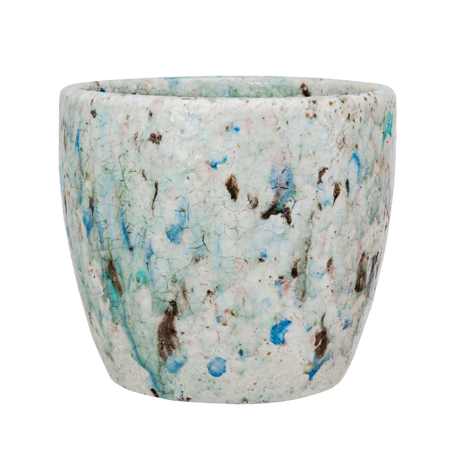 Hello Honey® 7.5" Blue Crackle Glaze Terra Cotta Planter