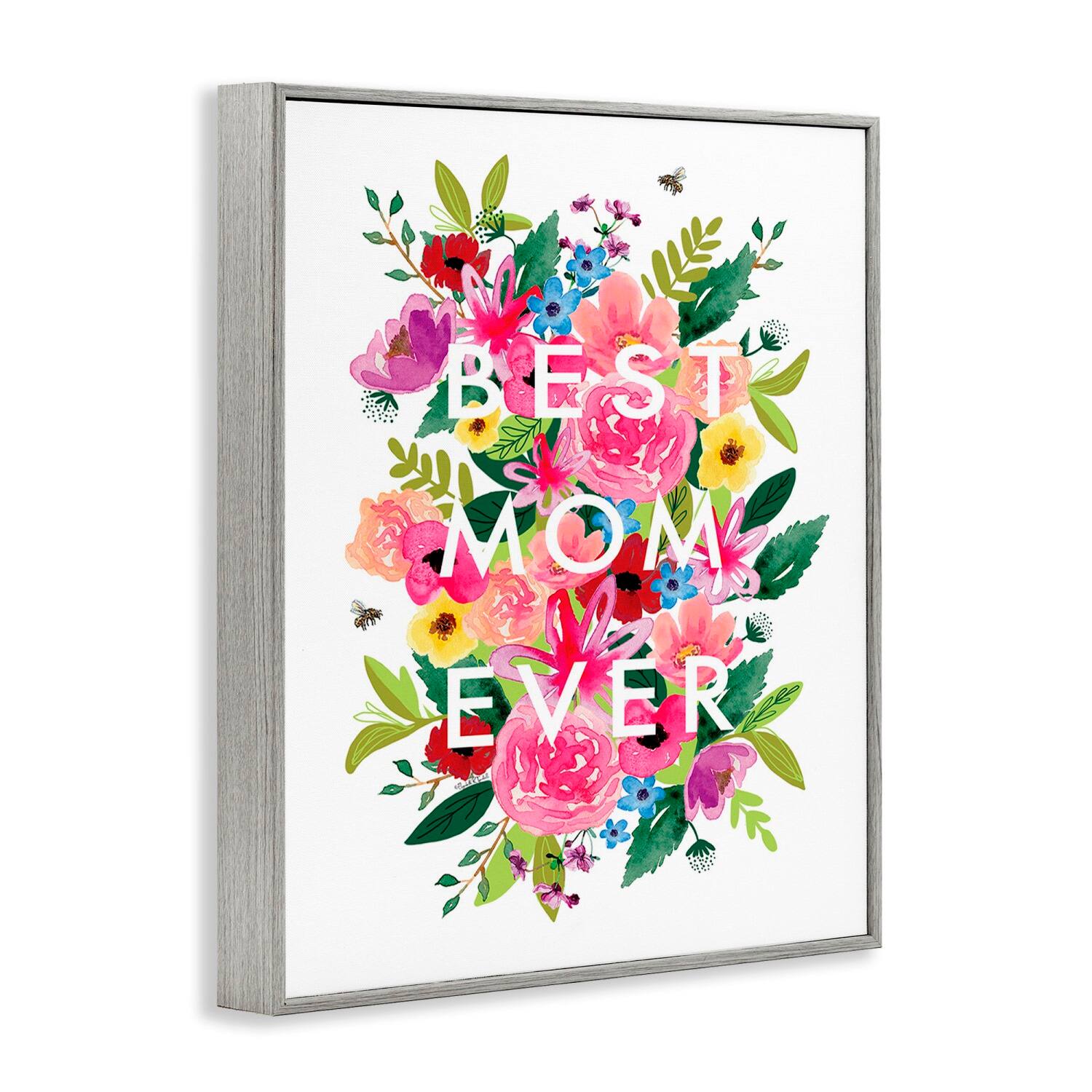 Stupell Industries Floral Best Mom Ever Framed Giclee Art