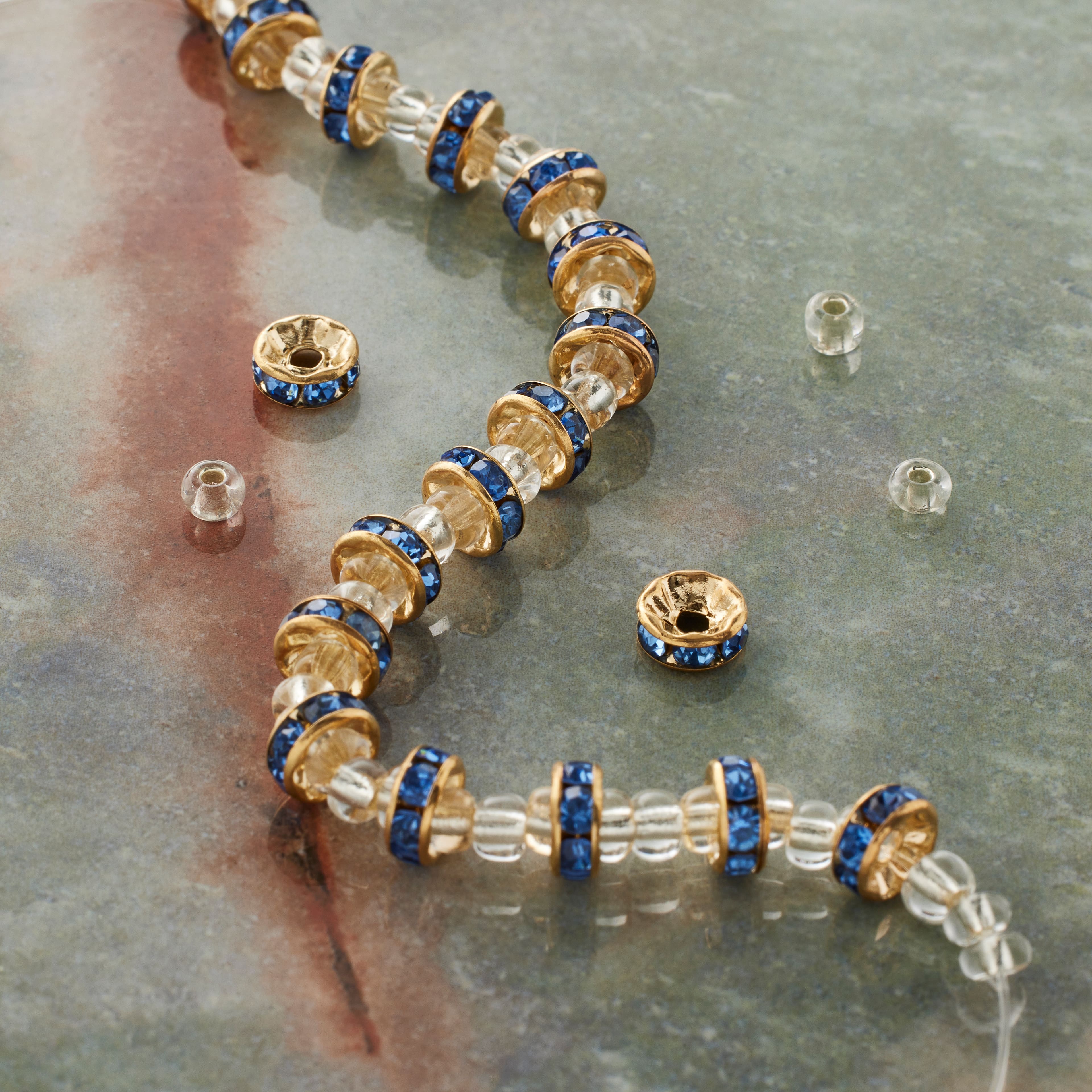 12 Pack: Glass Rhinestone & Metal Rondelle Beads, 6.7mm by Bead Landing­™