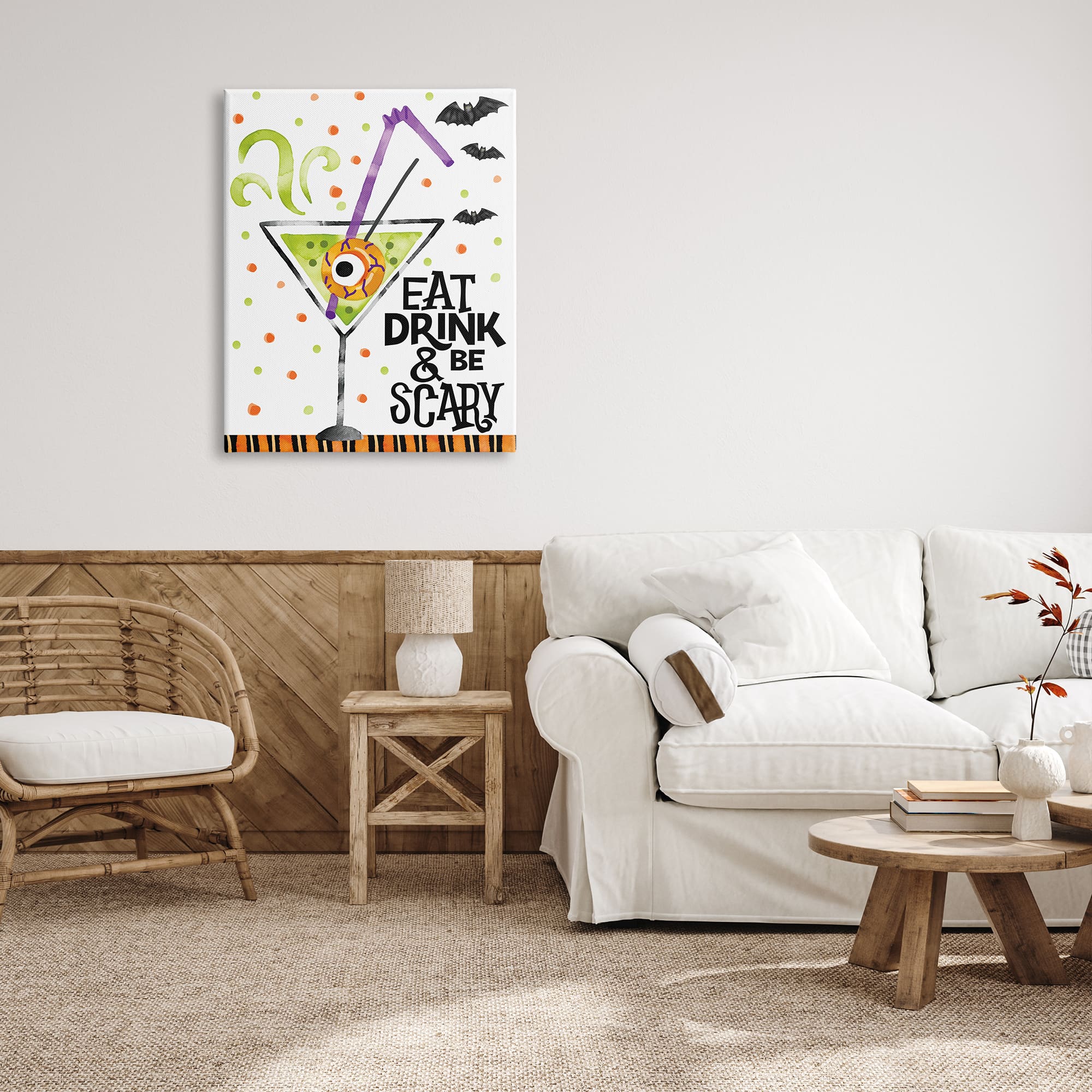 Stupell Industries Eat Drink & Be Scary Halloween Canvas Wall Art