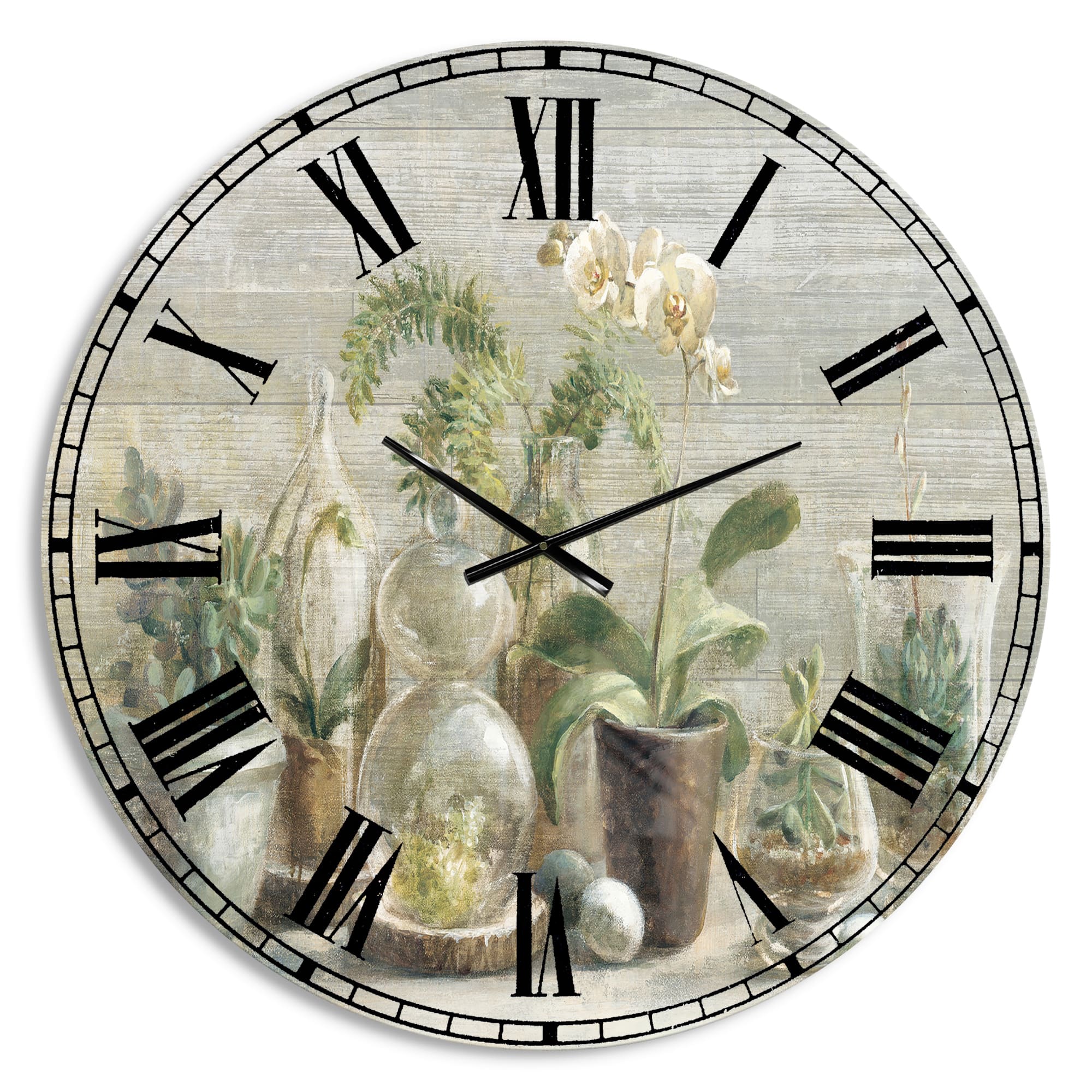 Designart Composition of Orchids Traditional Wall Clock