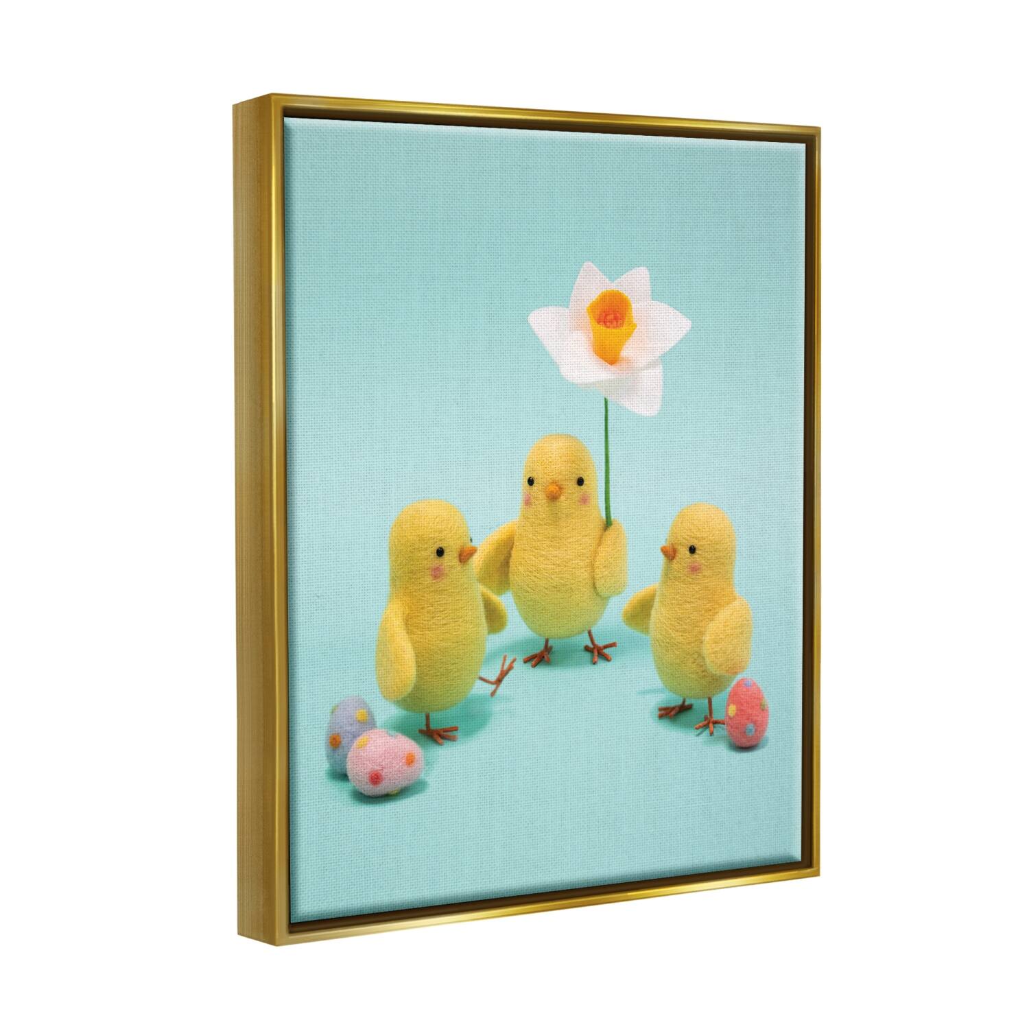 Stupell Industries Spring Chicks Floral Easter Eggs Floater Framed Art