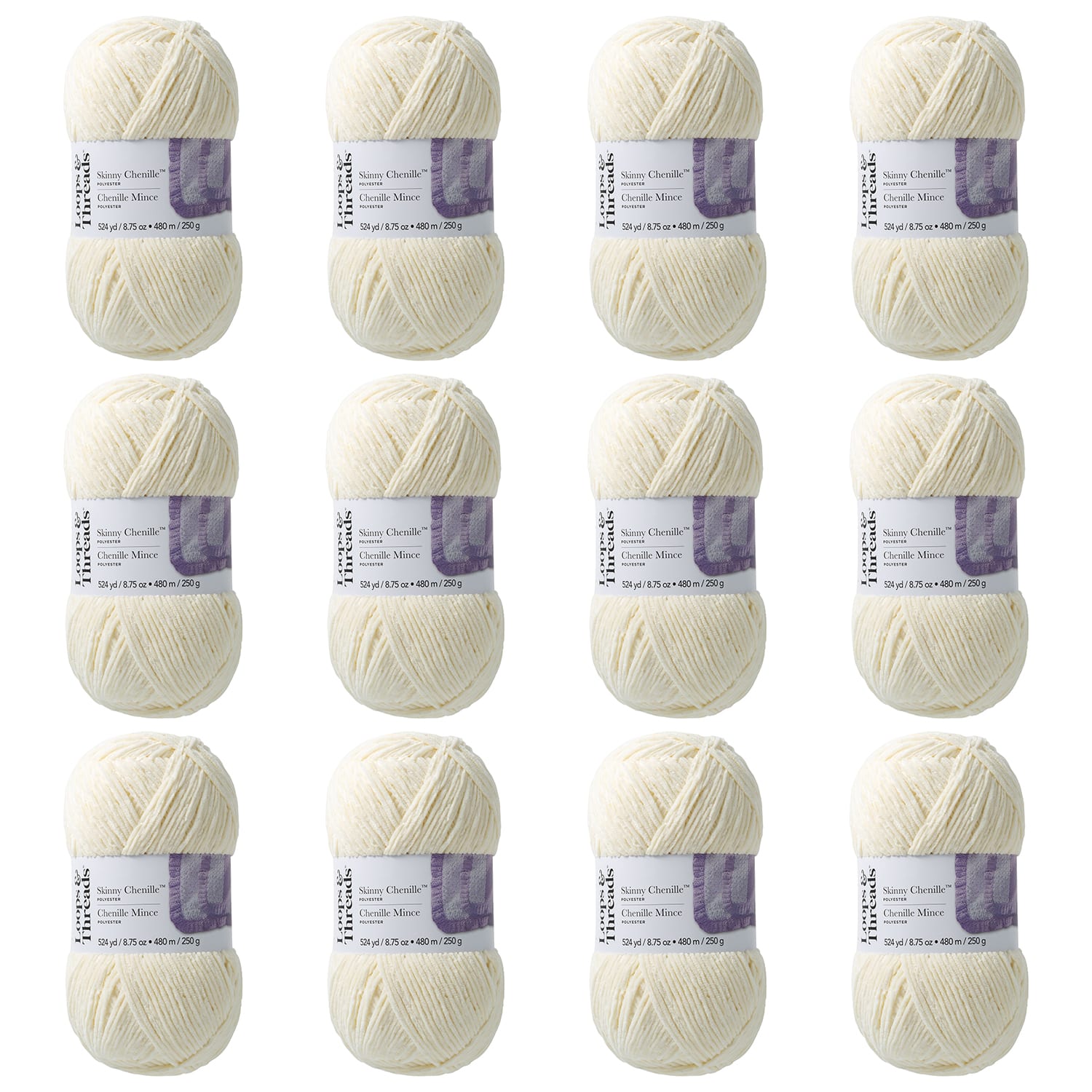 12 Pack: Skinny Chenille™ Yarn by Loops & Threads