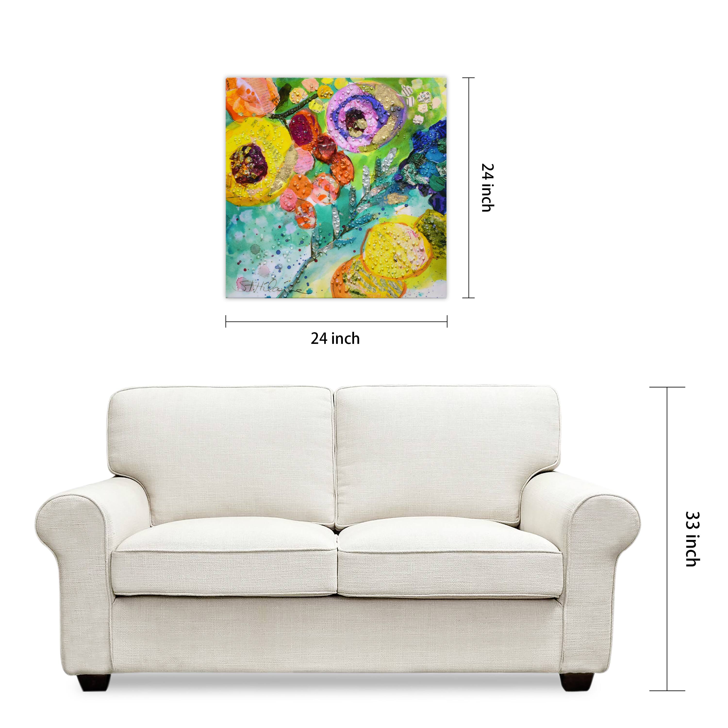 Empire Art Direct Arte De Crystallus 24" x 24" Floral Radiance II Crystal Epoxy Wrapped Acrylic Shards Abstract Canvas Wall Art