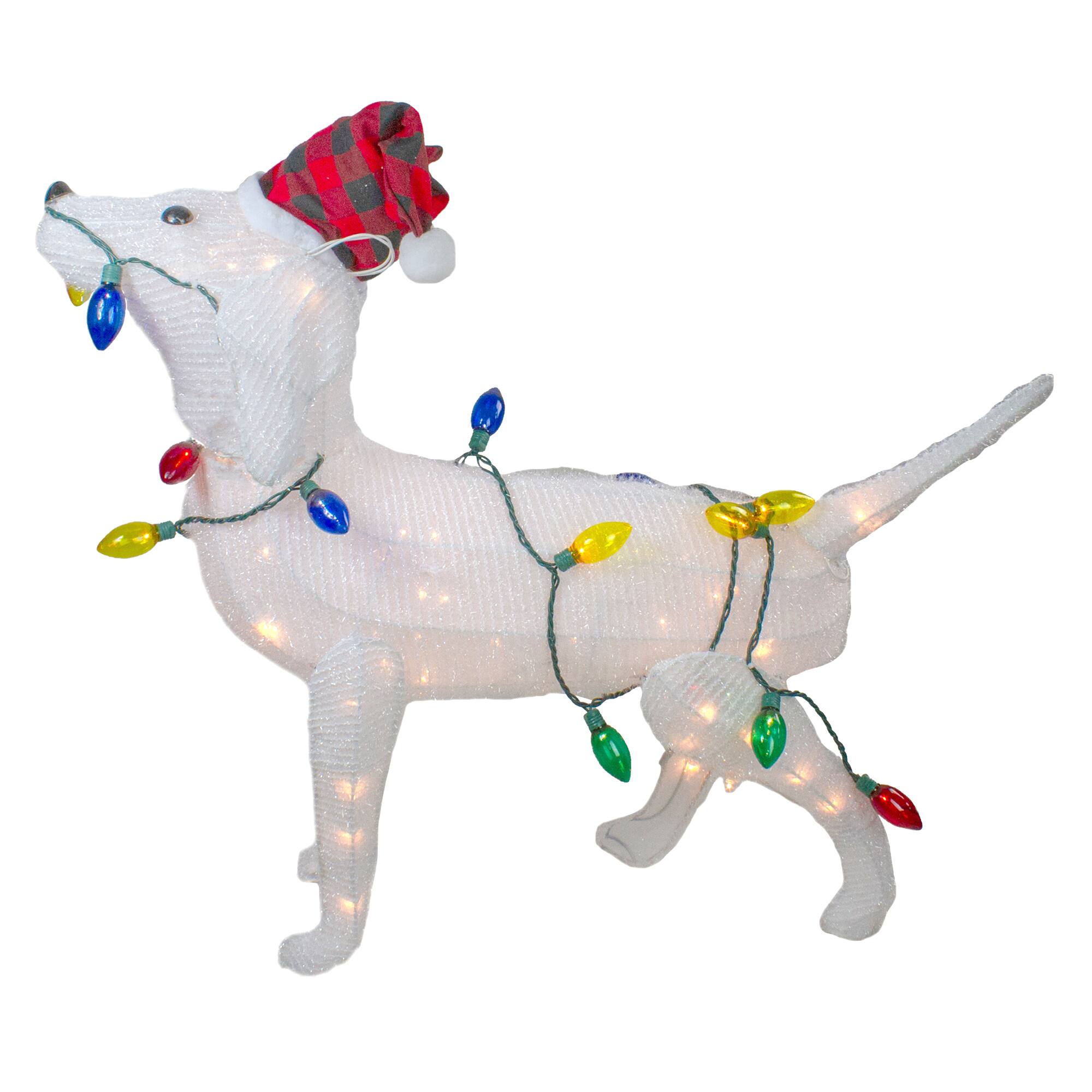 3ft. White Lighted Standing Dog Christmas Decoration