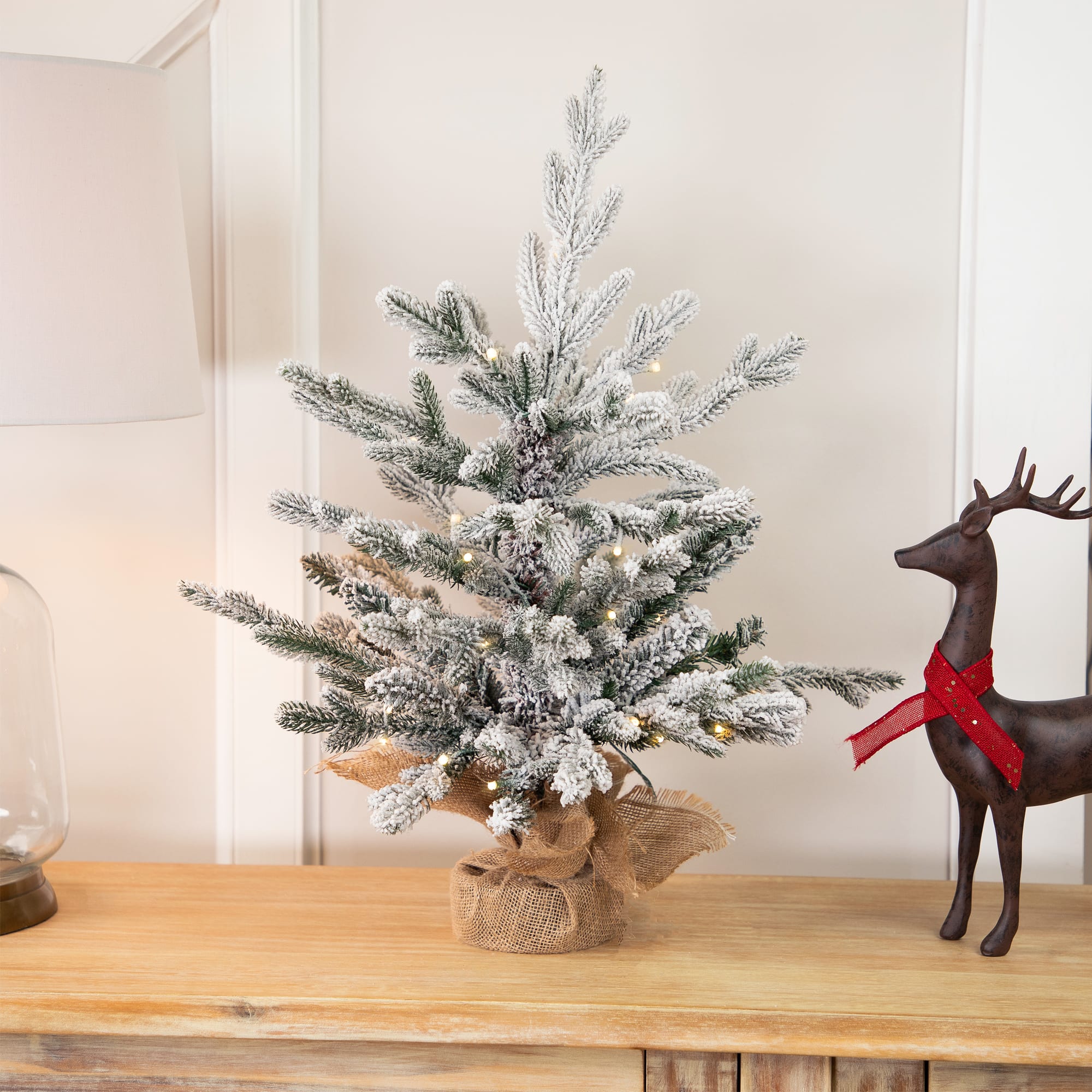 2ft. Pre-Lit Tamarack Pine Artificial Christmas Tree with Burlap Base